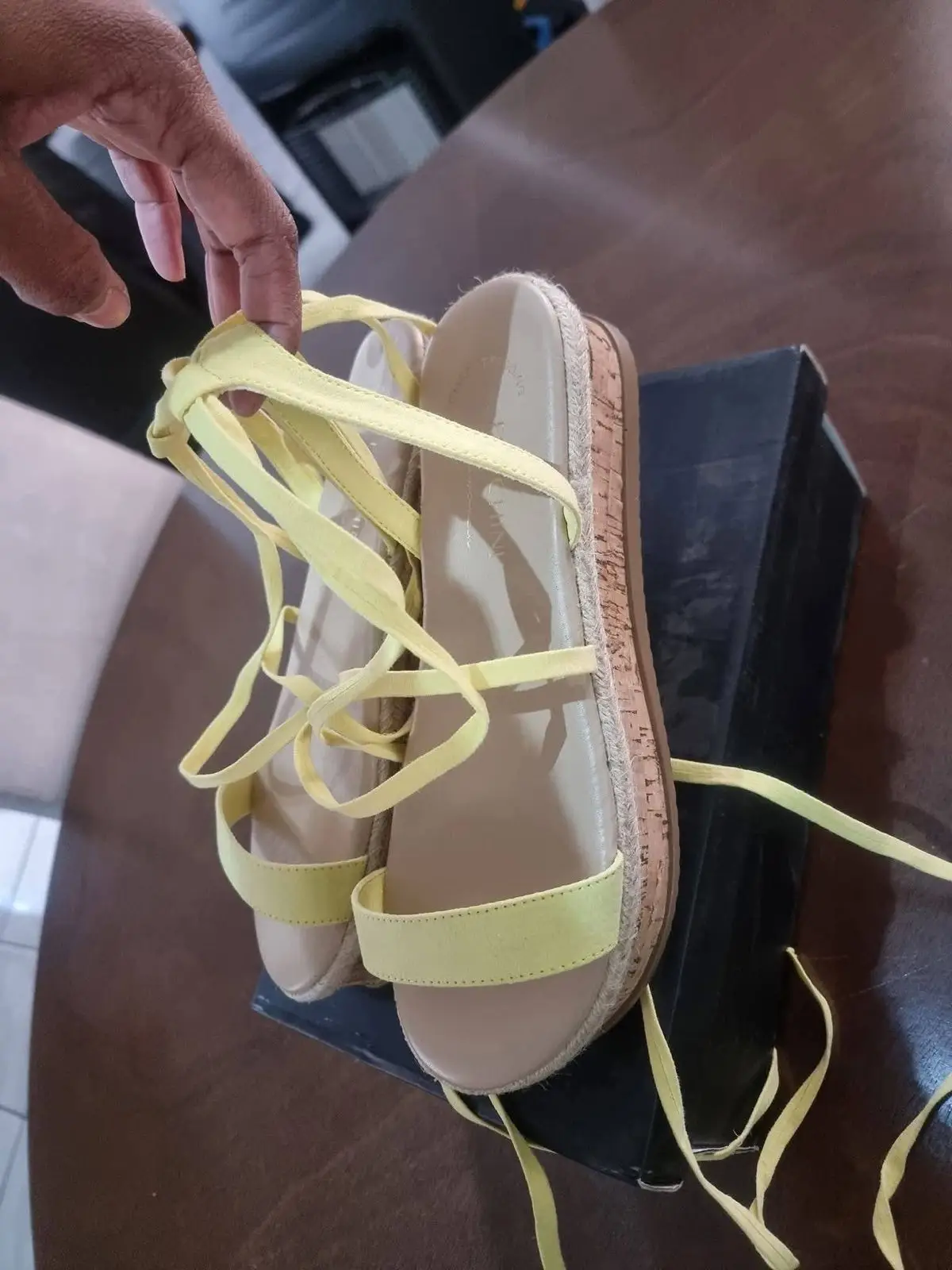 Foschini Yellow Flatform Lace-Up Sandals Size 6