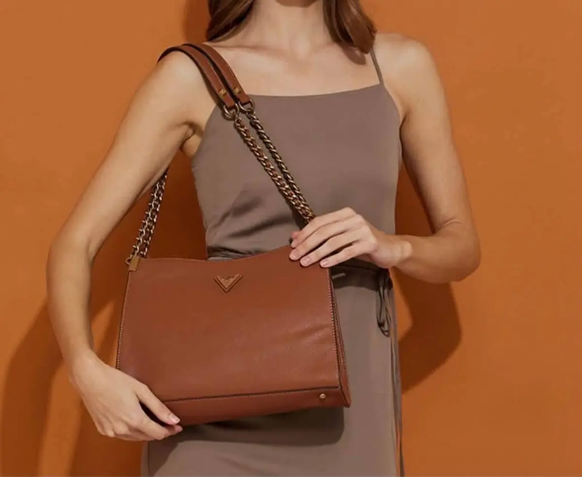 Guess Tan Shoulder Bag with Chain Straps