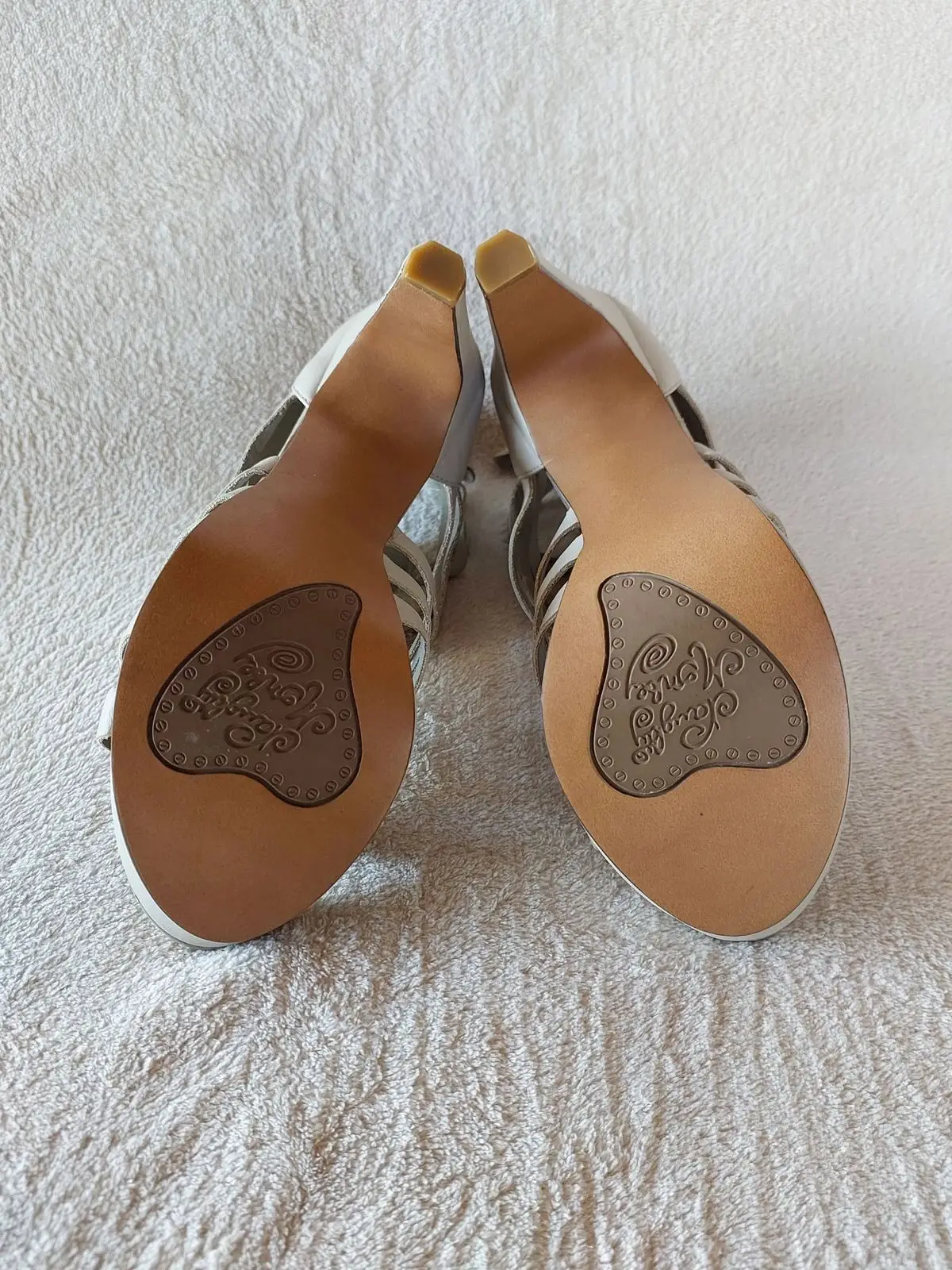 White High Heel Sandals with Embellished Chain Detail