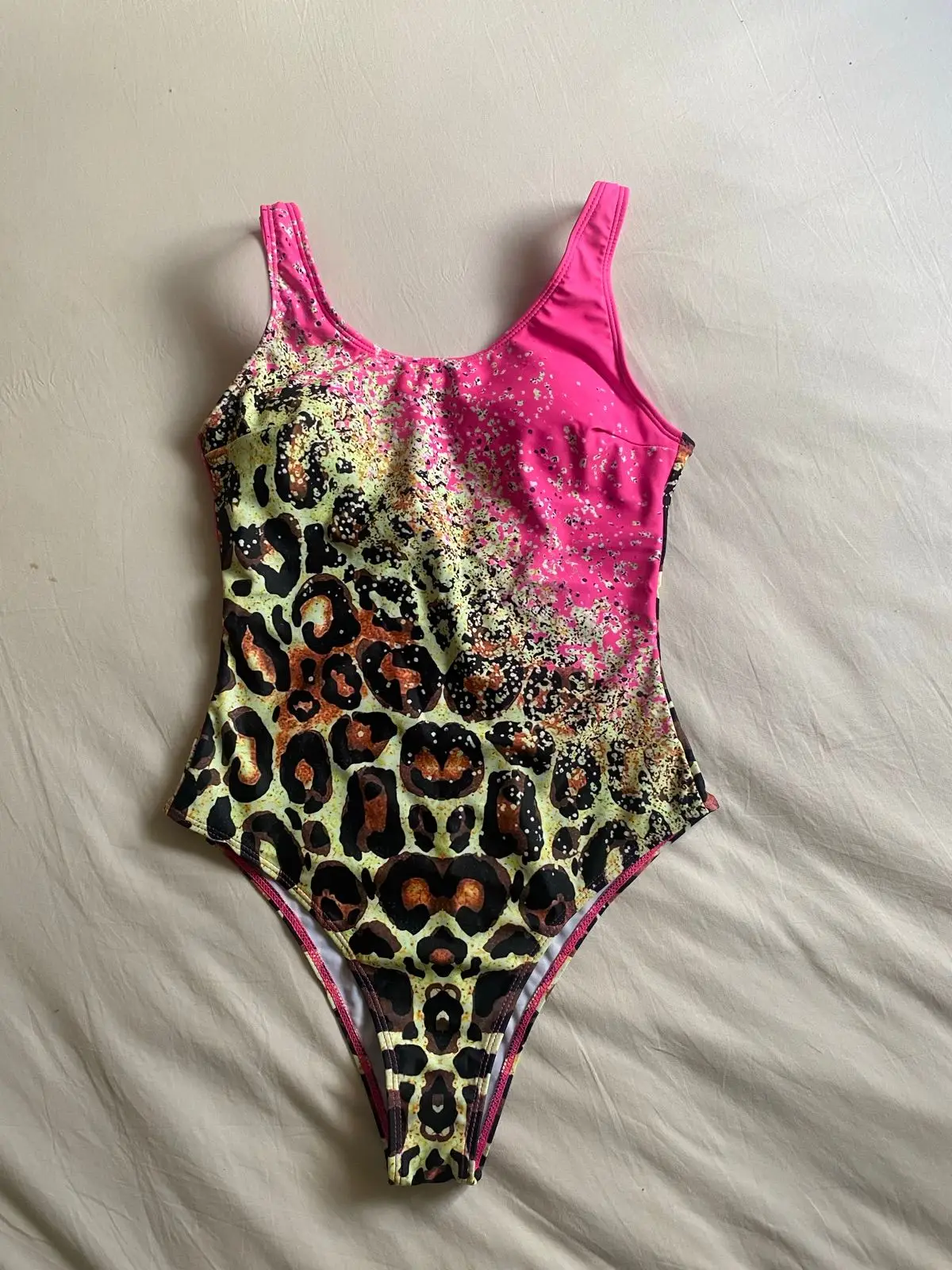 Pink Ombré & Leopard Print One-Piece Swimsuit