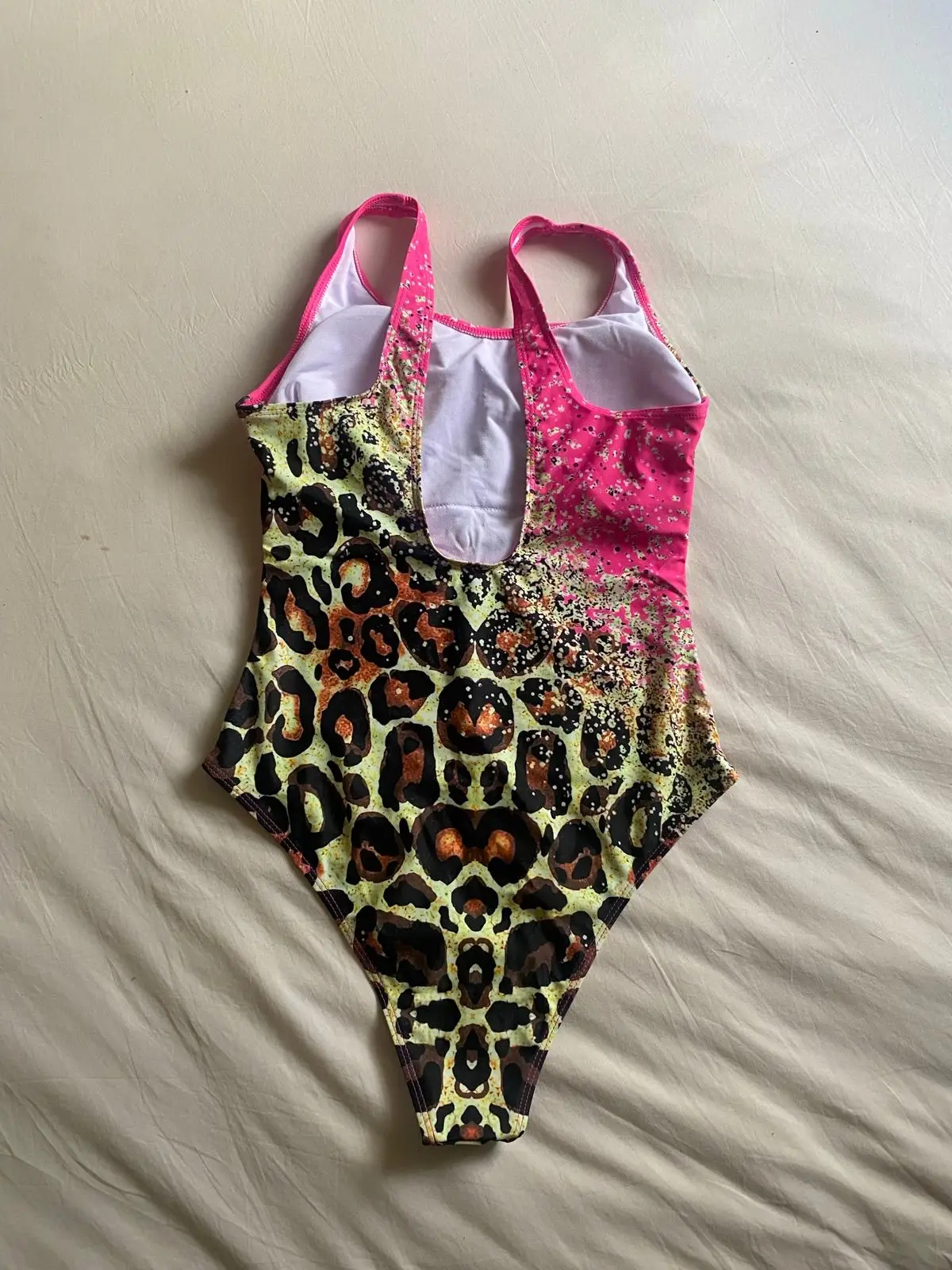 Pink Ombré & Leopard Print One-Piece Swimsuit