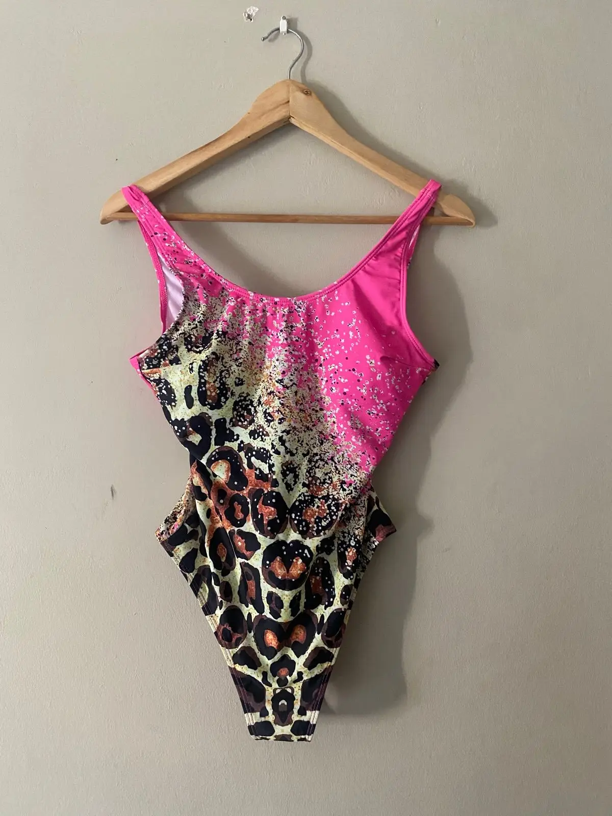 Pink Ombré & Leopard Print One-Piece Swimsuit