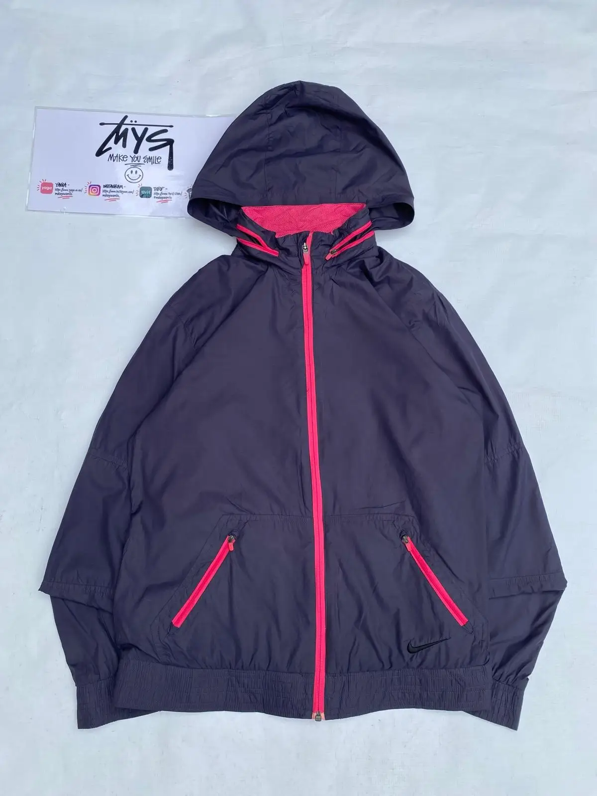 Nike Hooded Windbreaker Jacket Navy Purple Pink
