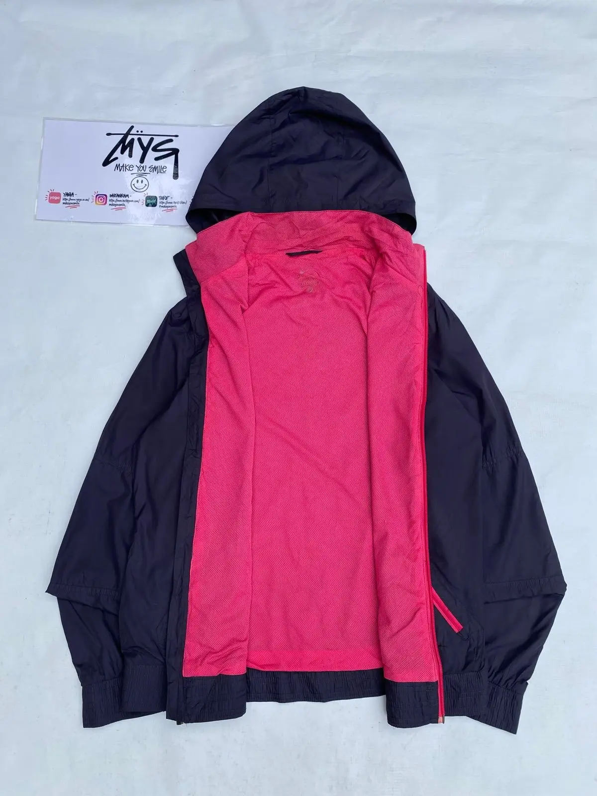 Nike Hooded Windbreaker Jacket Navy Purple Pink