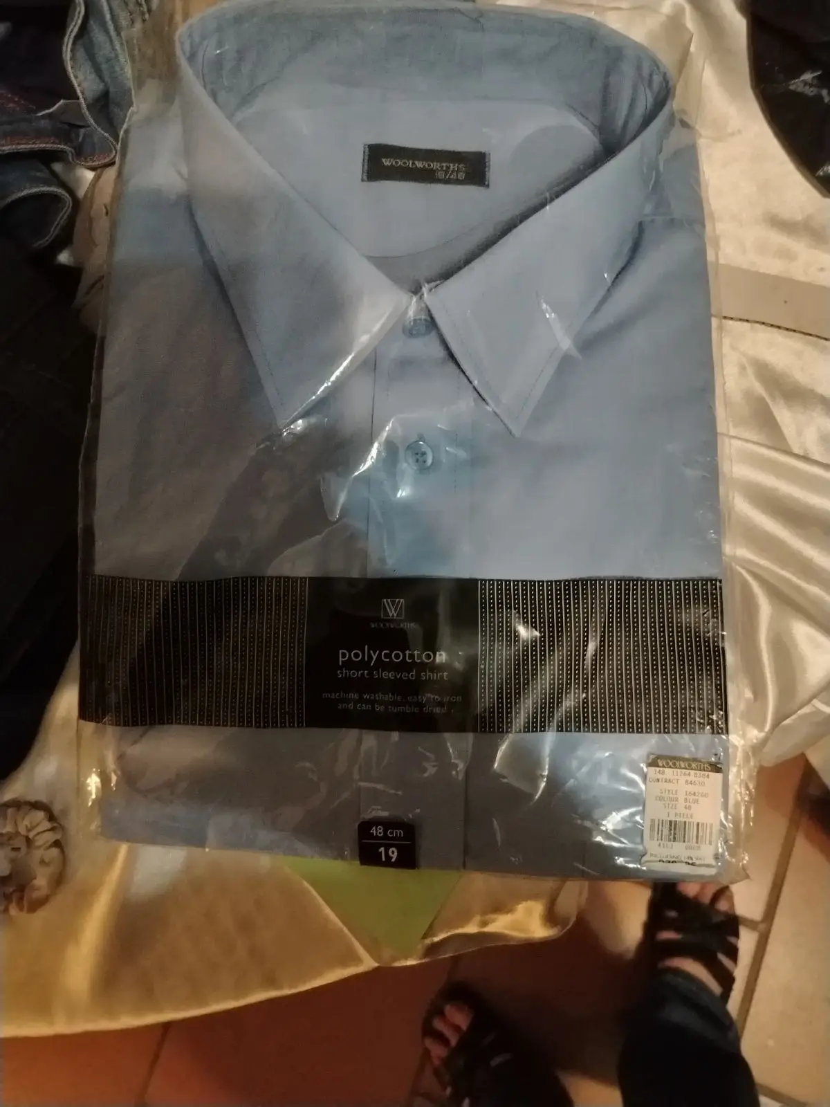 Woolworths Men's Blue Short-Sleeved Smart Shirt Size 48