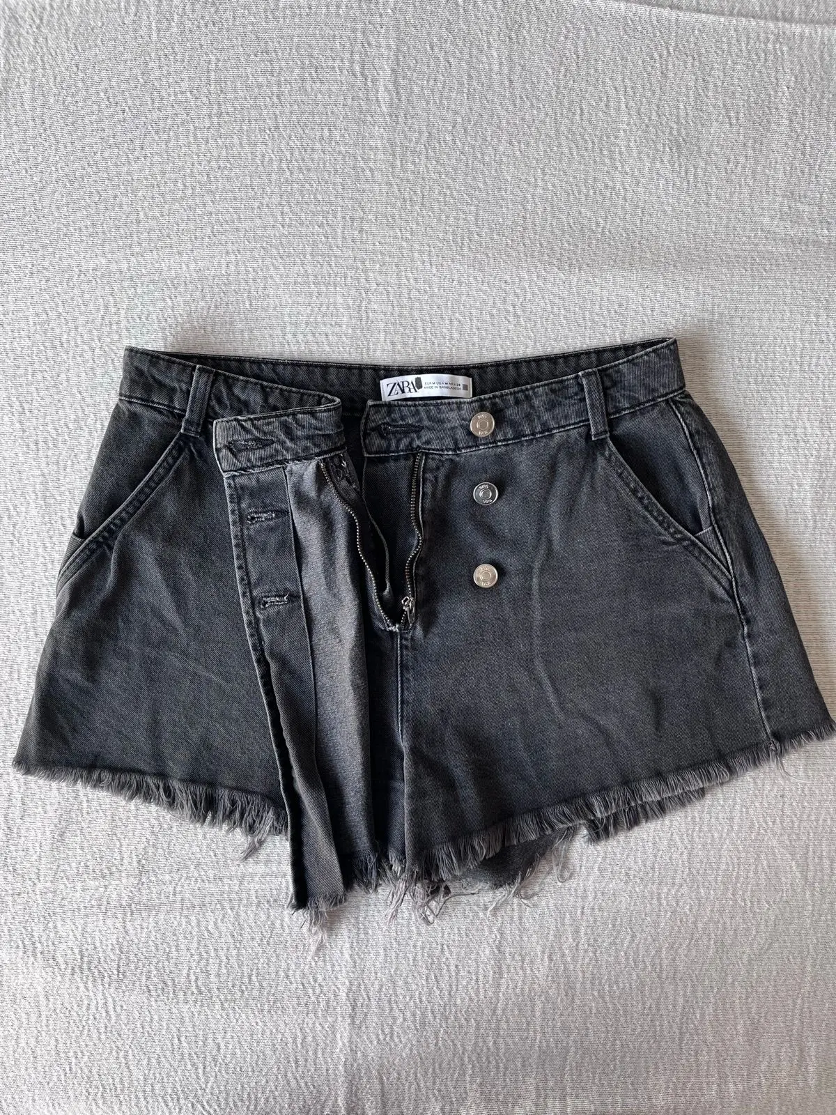 Zara Washed Black Denim Skort