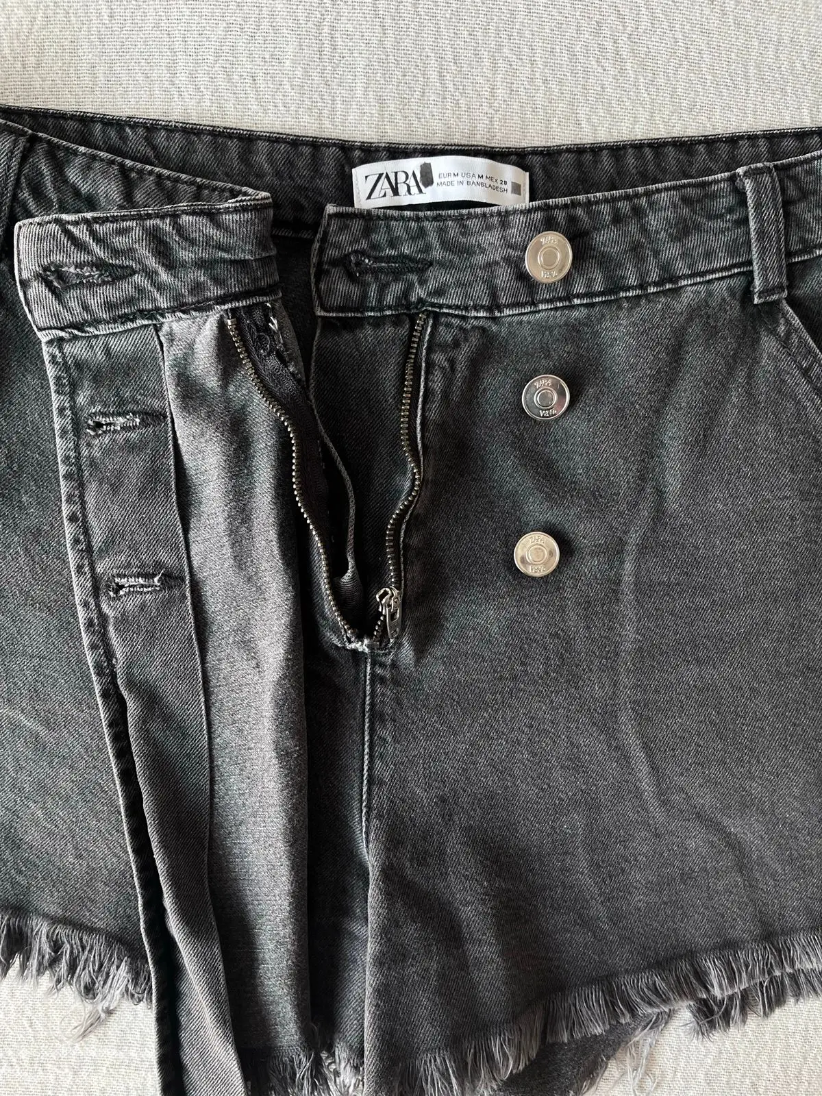 Zara Washed Black Denim Skort