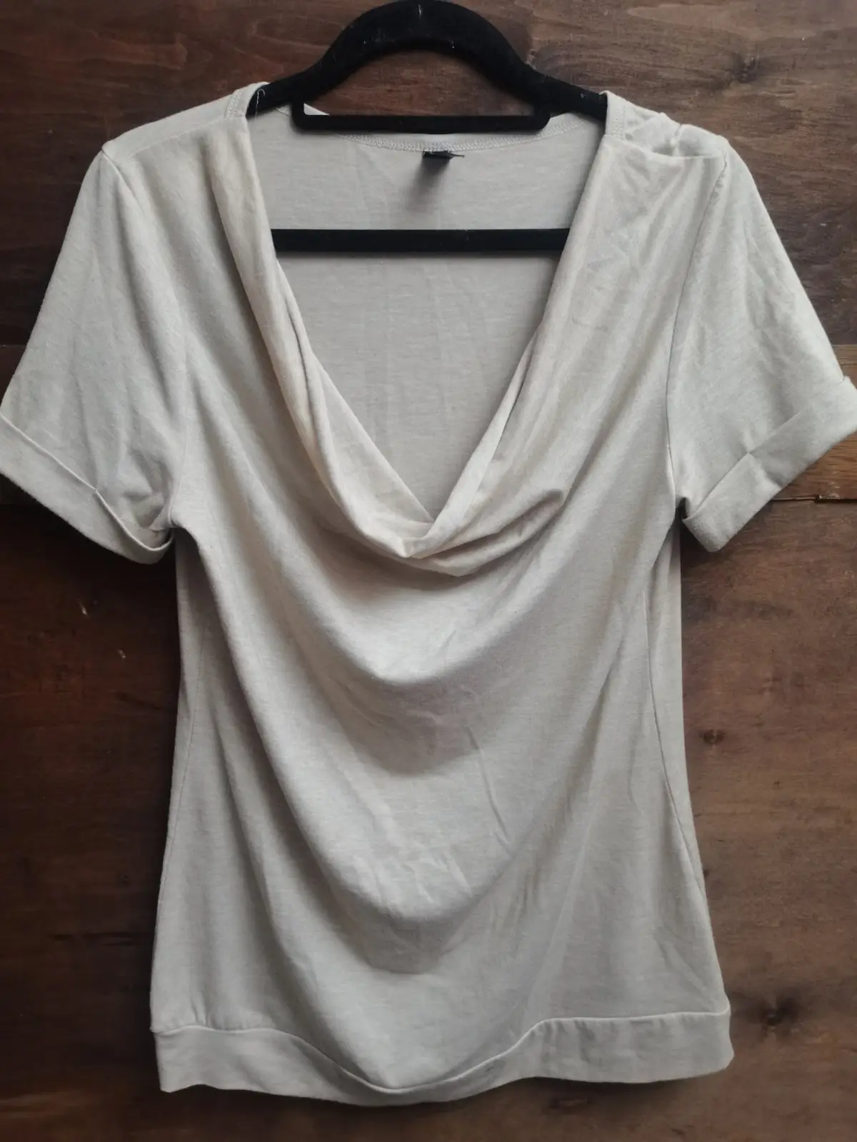 Foschini Cream Cowl Neck Short Sleeve Top Size 12