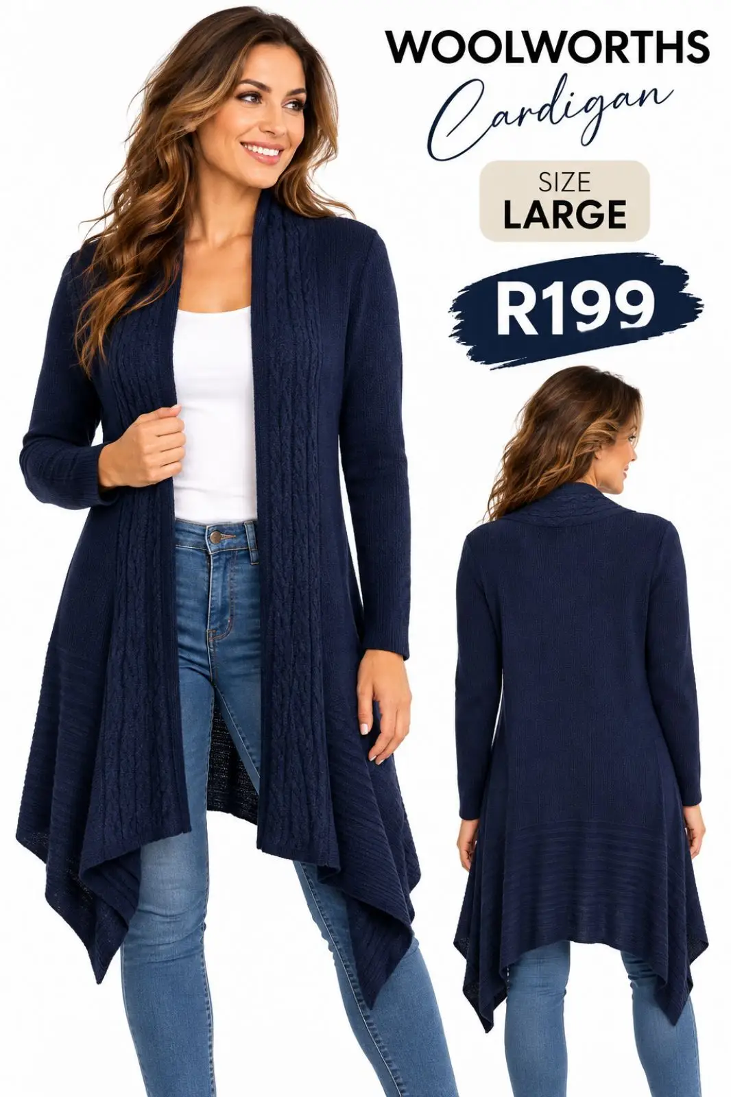 Woolworths Navy Blue Open-Front Cardigan Large