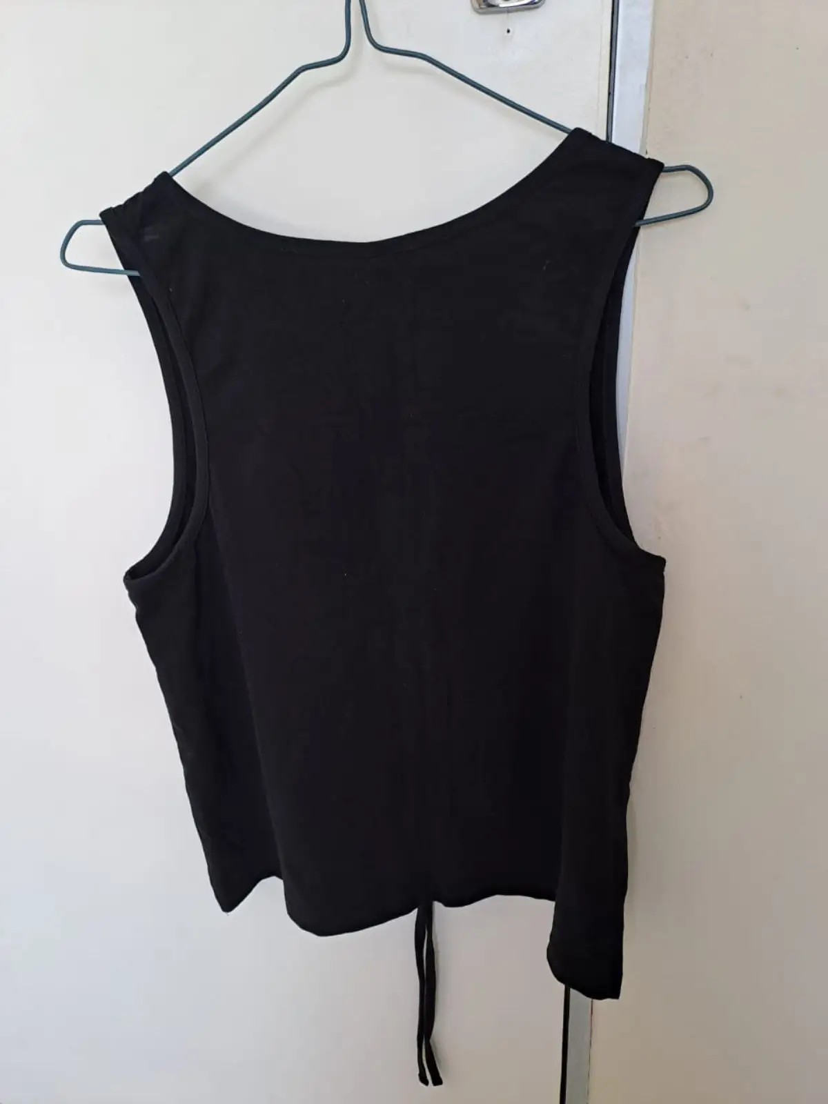 Black V-Neck Tank Top with Strap Detail