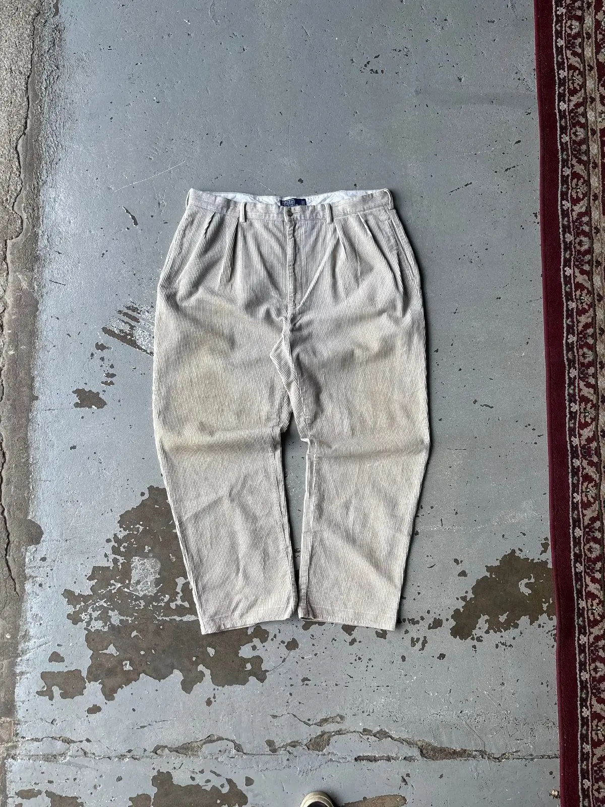 Ralph Lauren Vintage Beige Corduroy Pleated Ralph Lauren Trousers