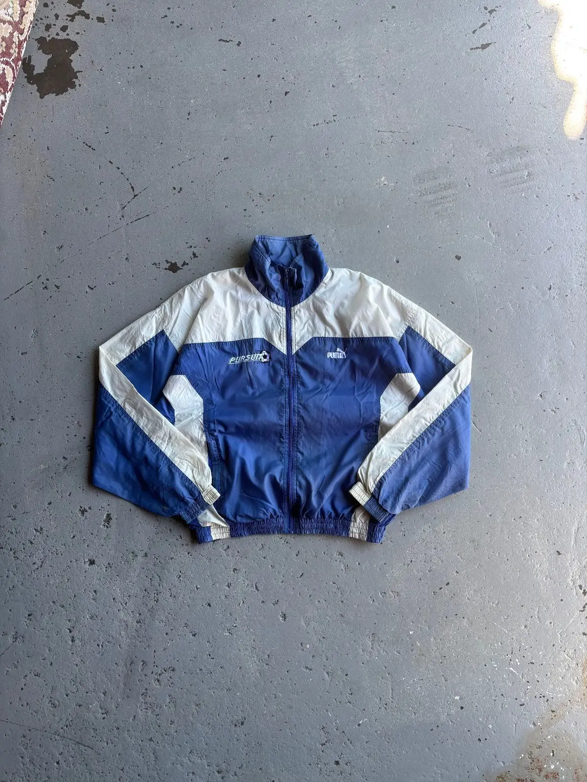 Puma Vintage Puma Blue and White Colorblock Track Jacket XS