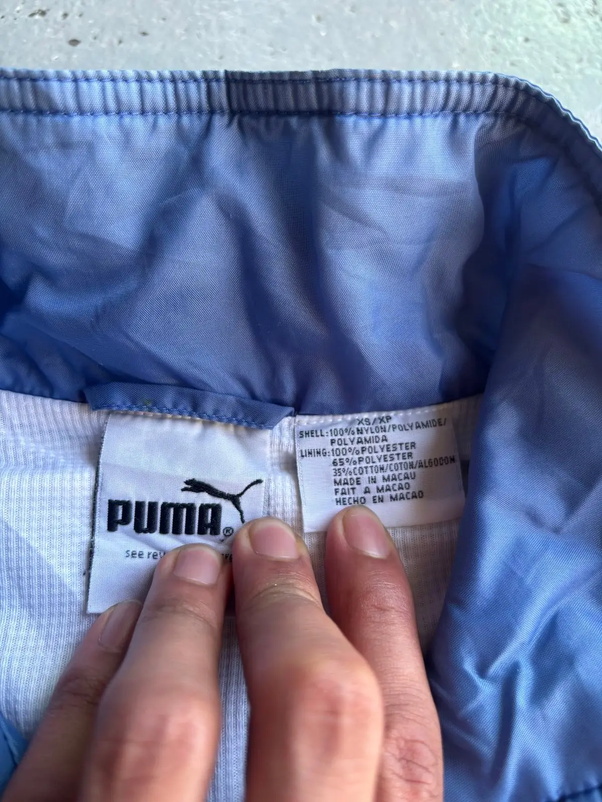 Vintage Puma Blue and White Colorblock Track Jacket XS
