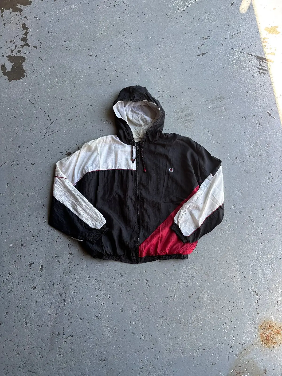 Givenchy Vintage Colorblock Hooded Windbreaker Black Red White