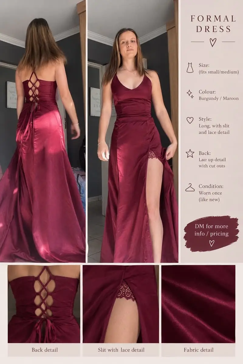 🍷 BURGUNDY FORMAL DRESS FOR SALE 🍷