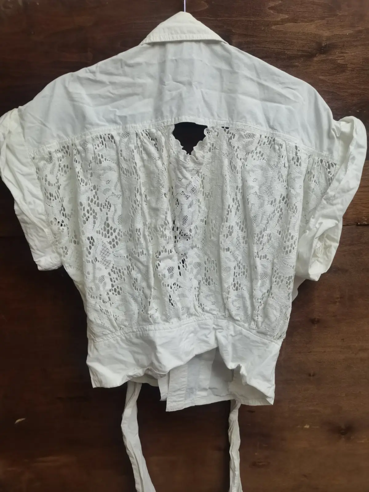 Carreli White Lace Back Crop Shirt Size S