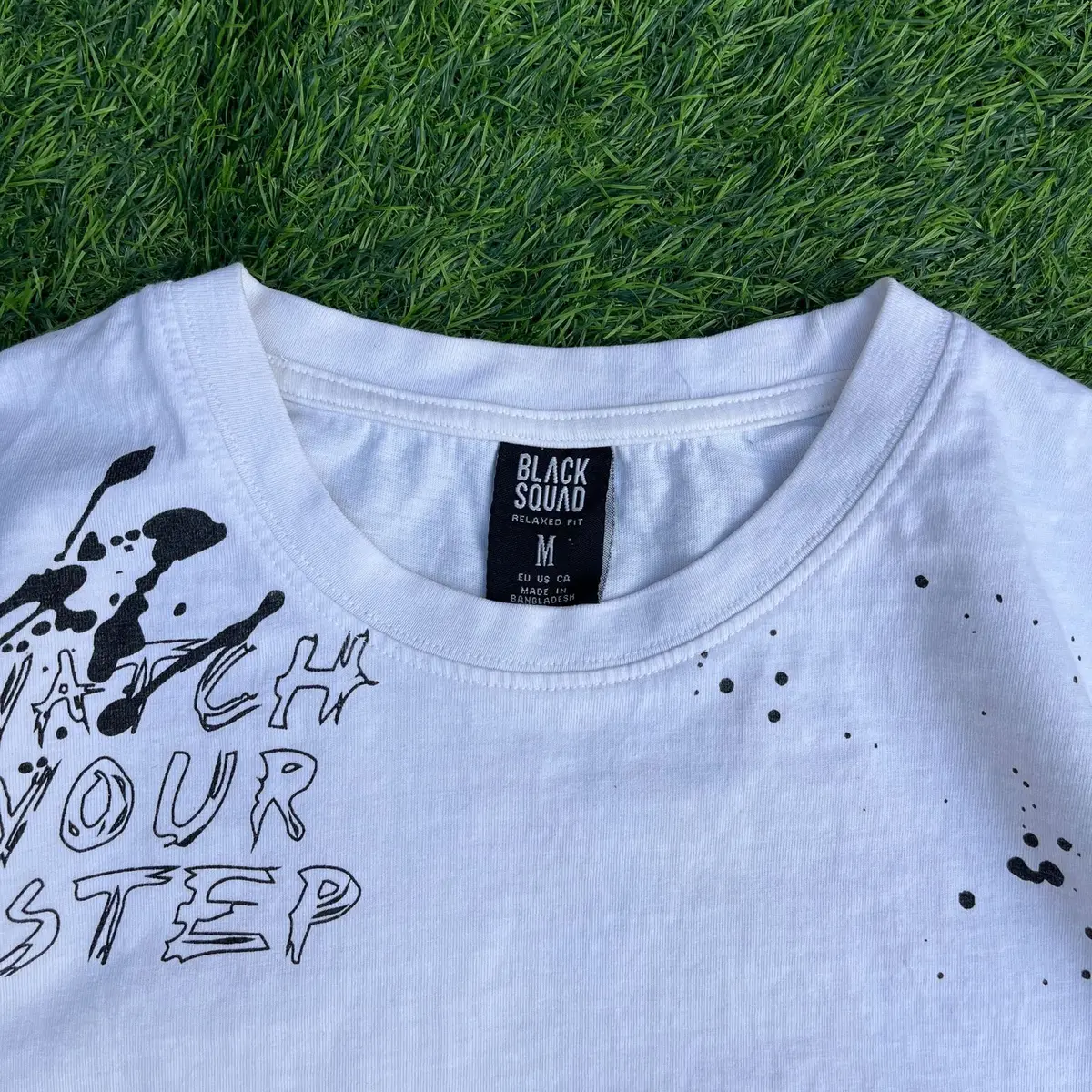 Black Squad All-Over Graphic Print T-Shirt White M
