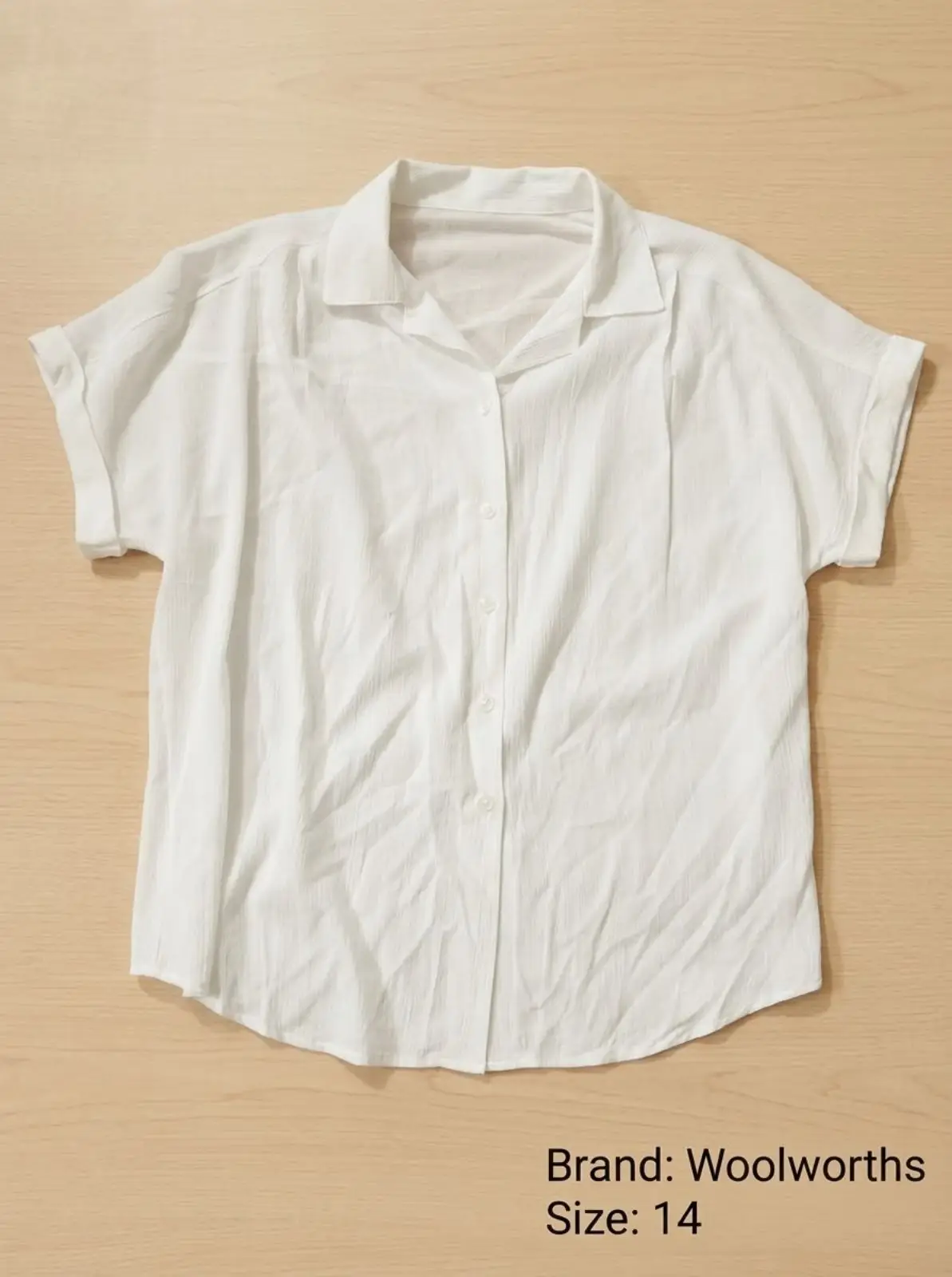 Woolworths White Short Sleeve Button-Down Shirt