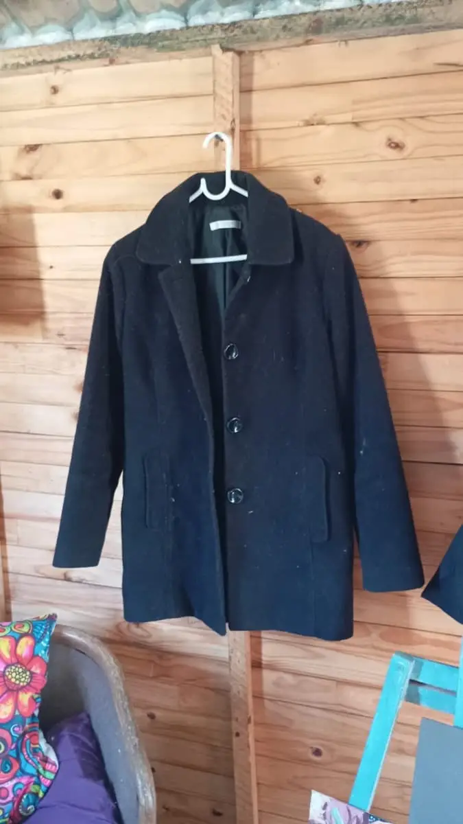 Woolworths women's black mid-length single-breasted wool-blend Melton coat. Size 12.