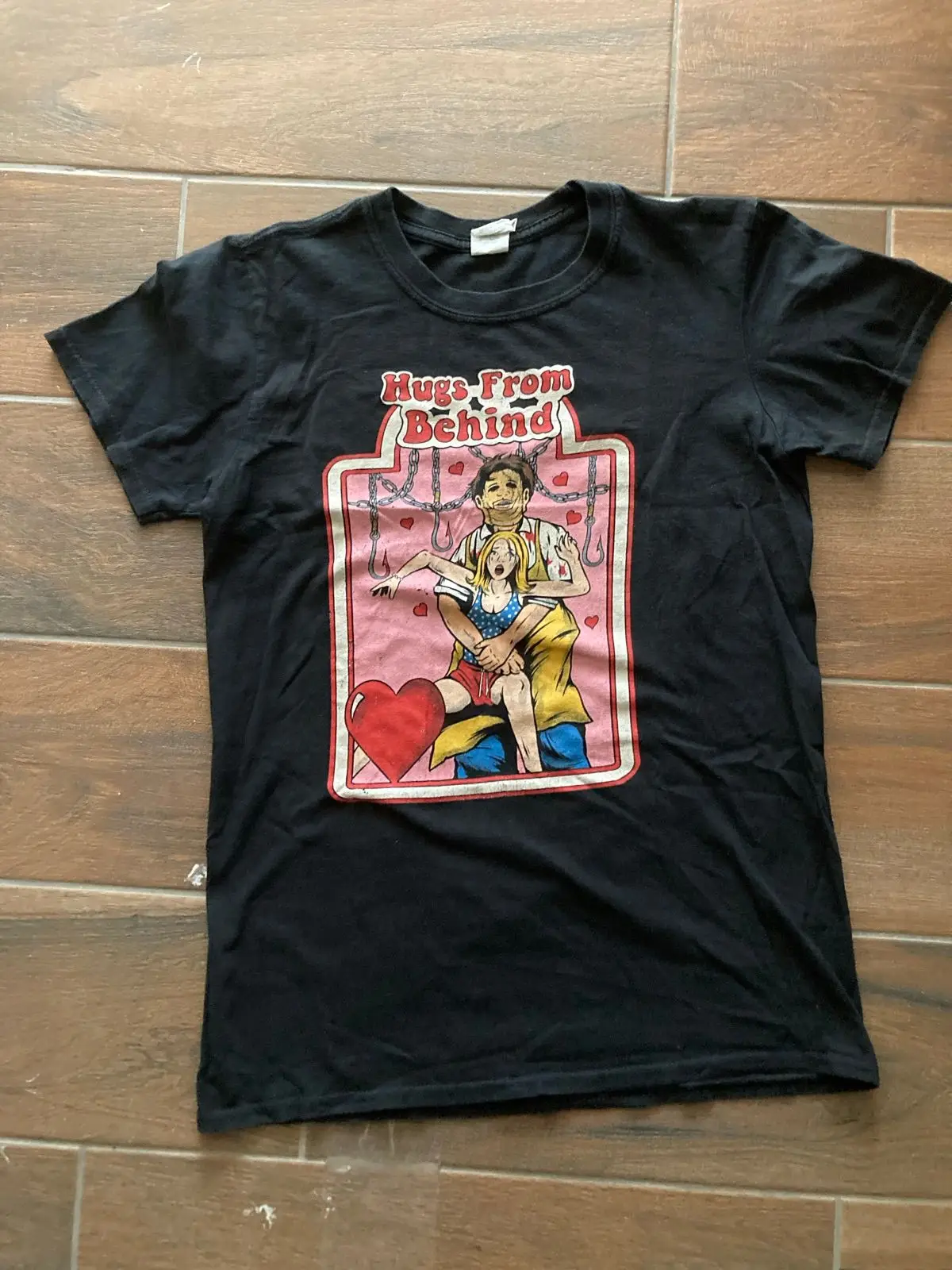 Black Graphic T-Shirt Hugs From Behind