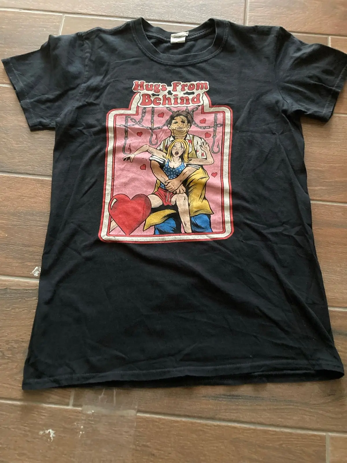 Black Graphic T-Shirt Hugs From Behind