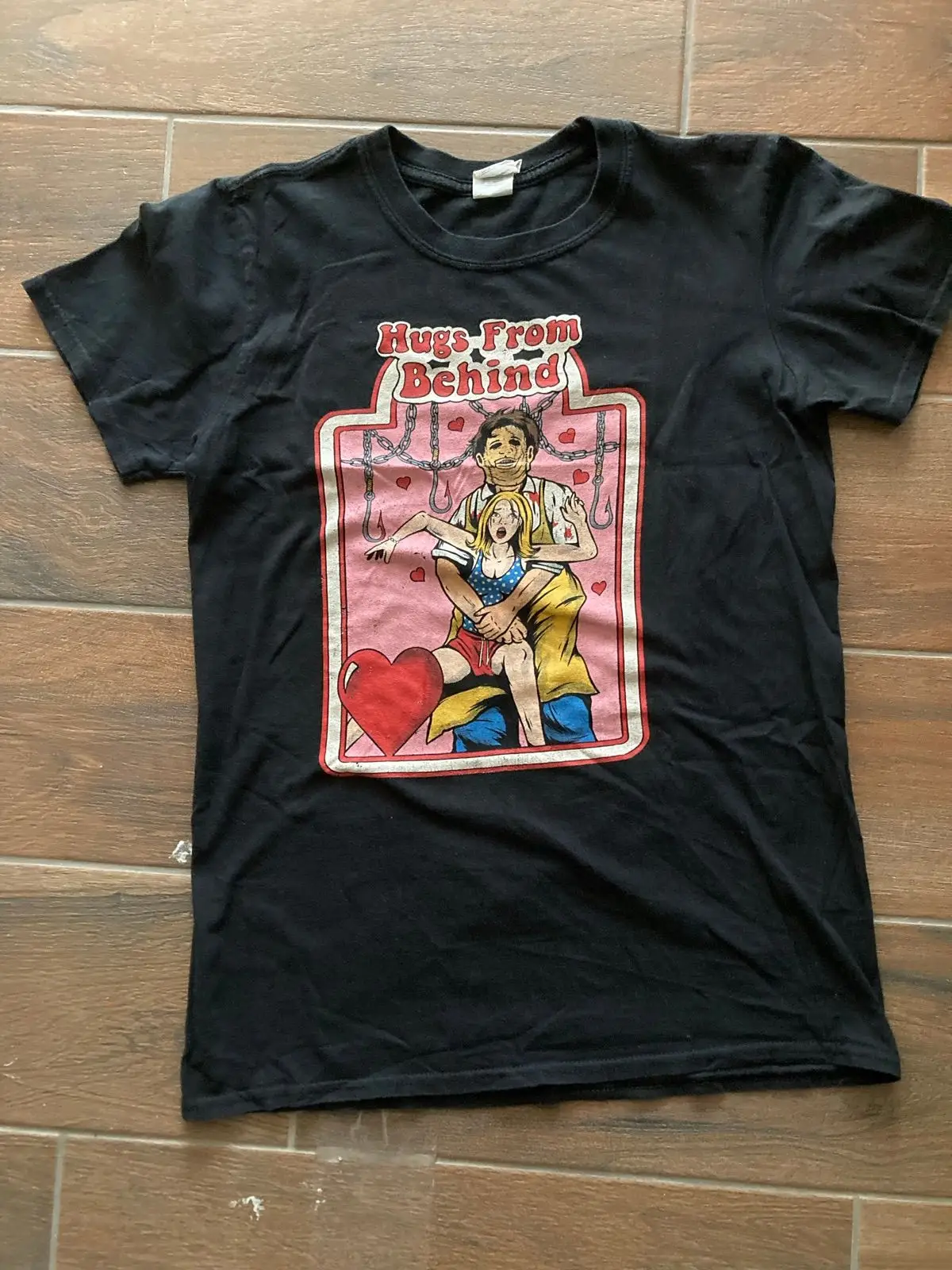 Black Graphic T-Shirt Hugs From Behind