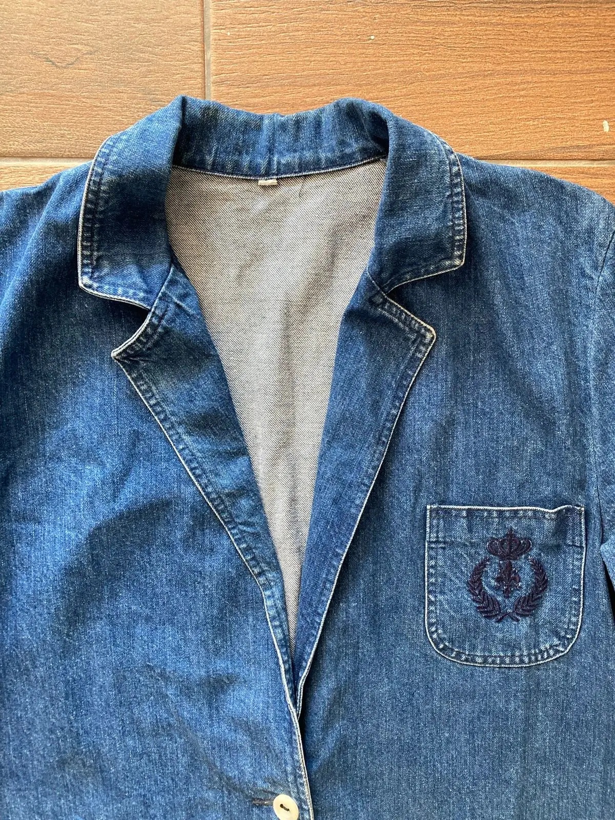 Denim Work Jacket with Embroidered Chest Pocket