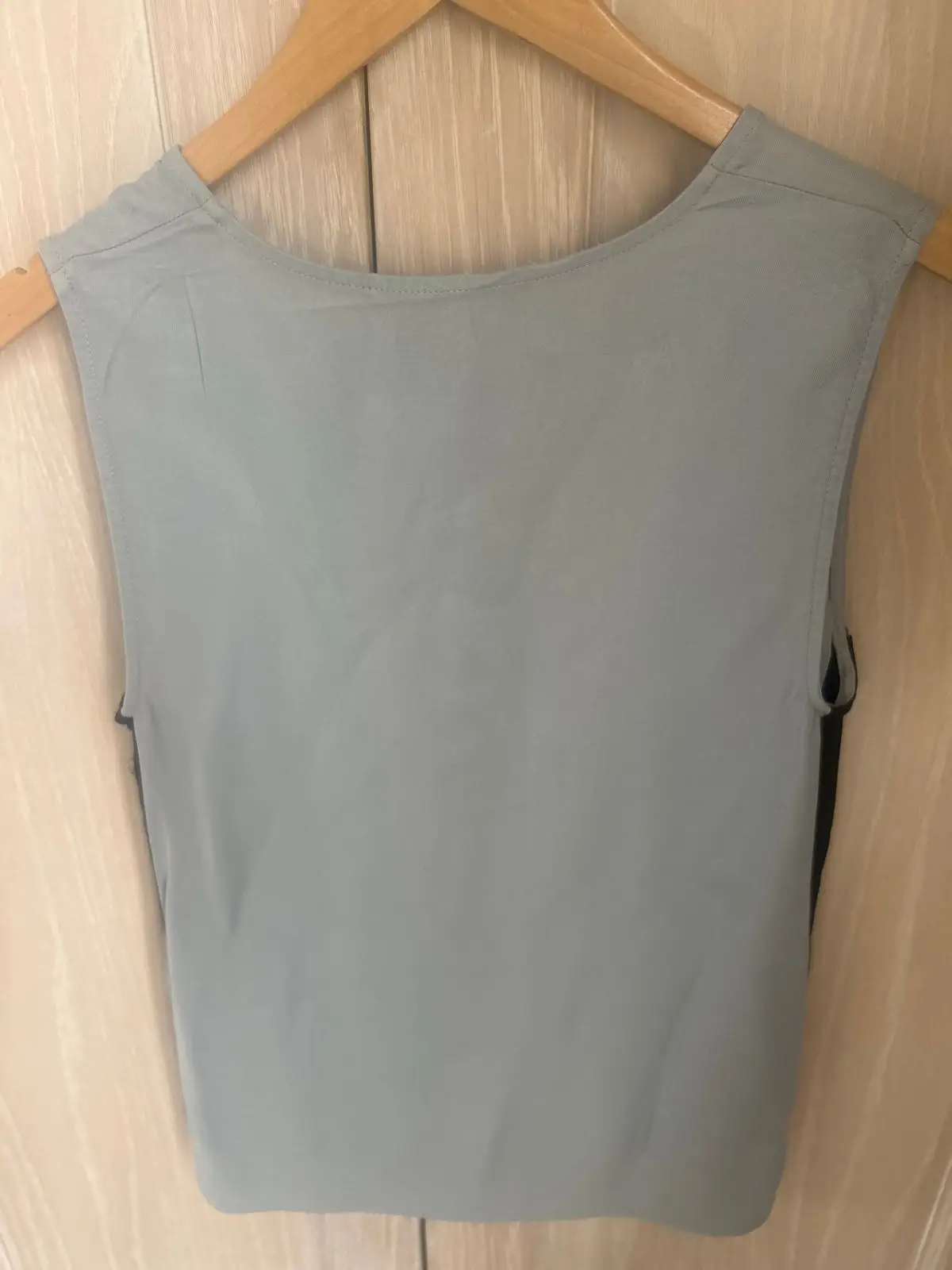 Zara Woman Light Blue Sleeveless Top with Black Trim Size XS