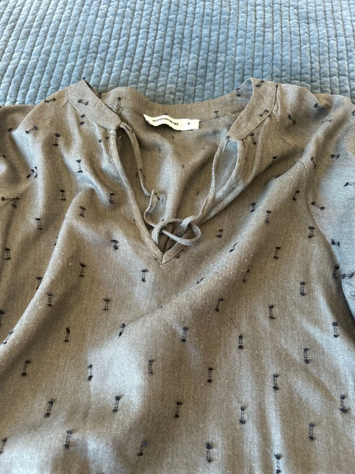 Woolworths Grey Tiered Long Sleeve Dress Size S