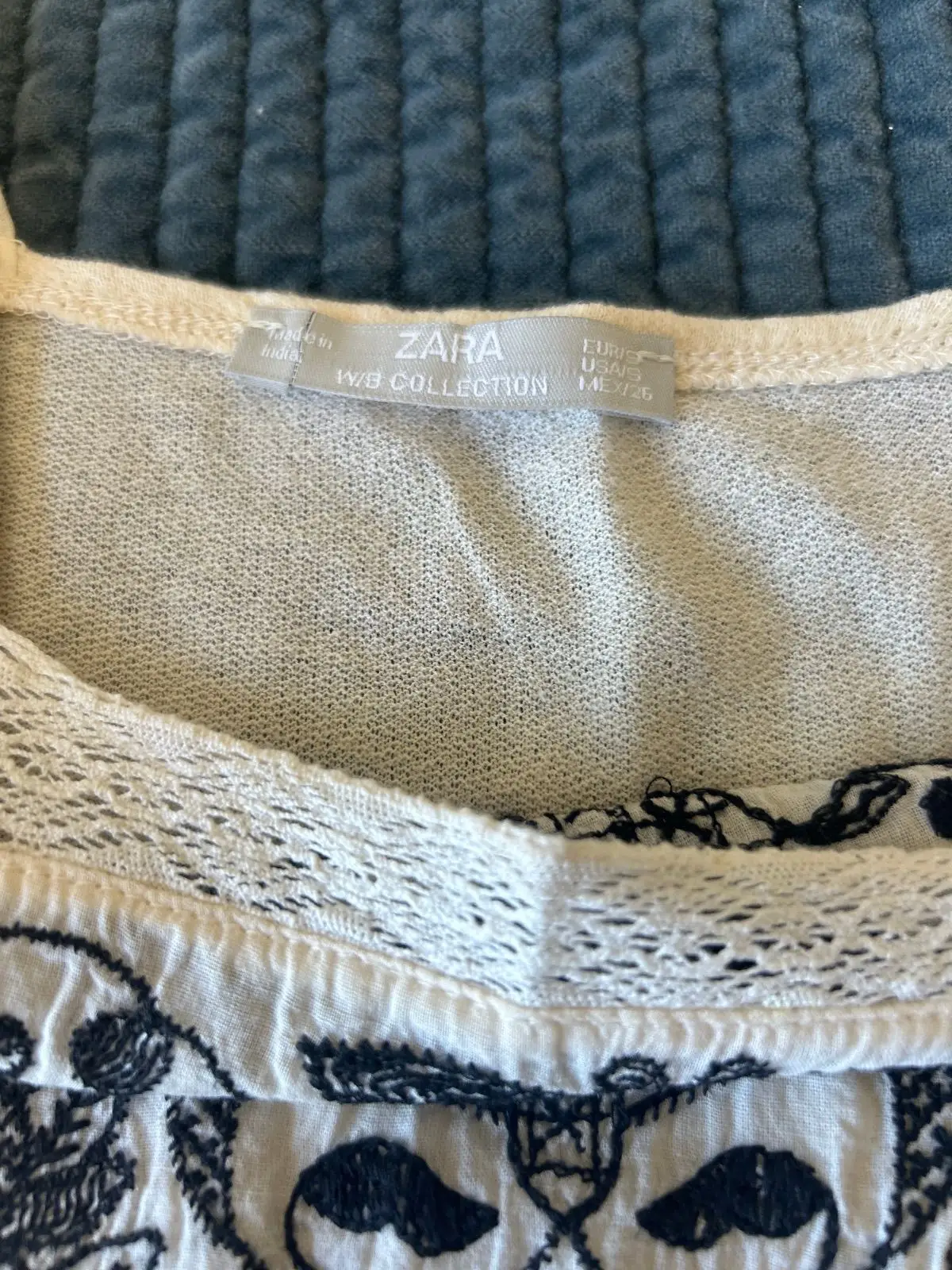 Zara Embroidered White Top Size M