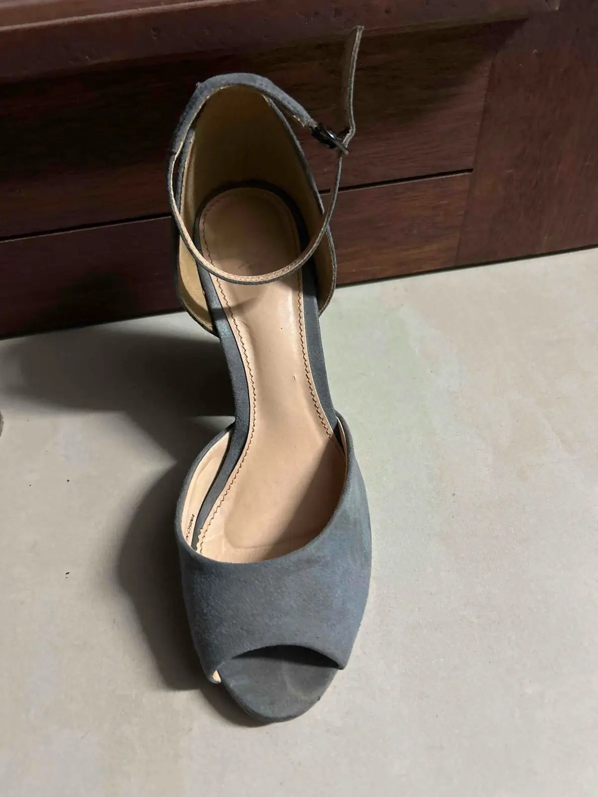 Benetton Grey Peep Toe Heels