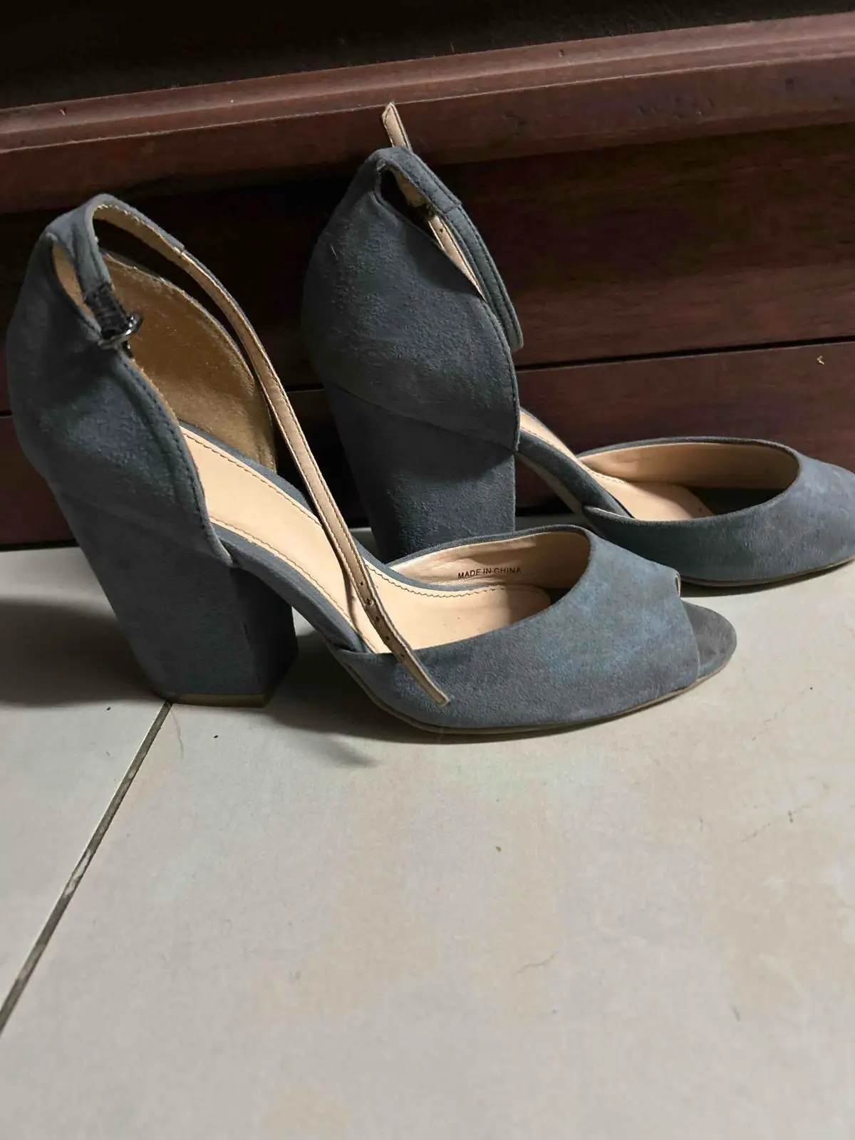 Benetton Grey Peep Toe Heels