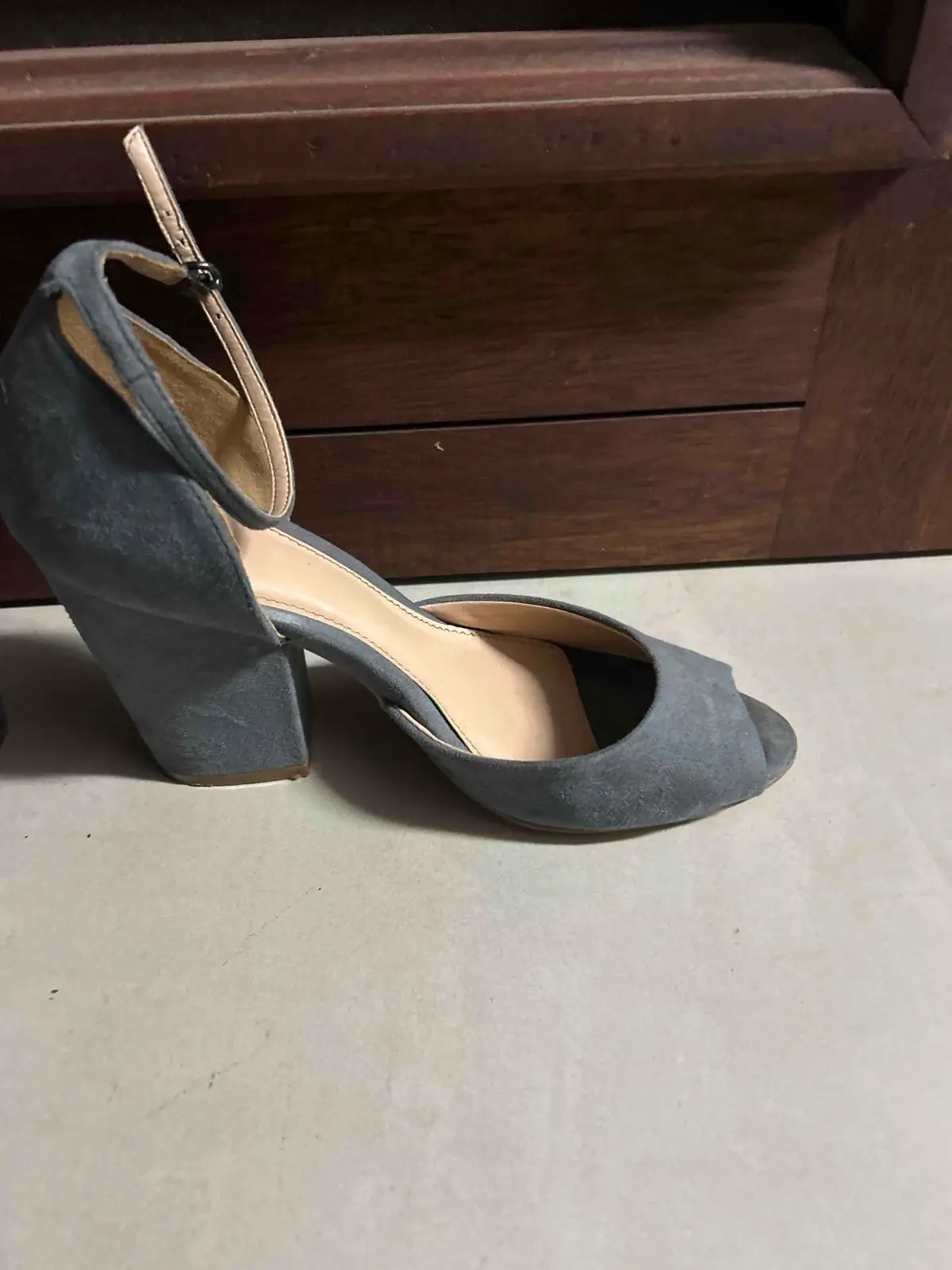 Benetton Grey Peep Toe Heels