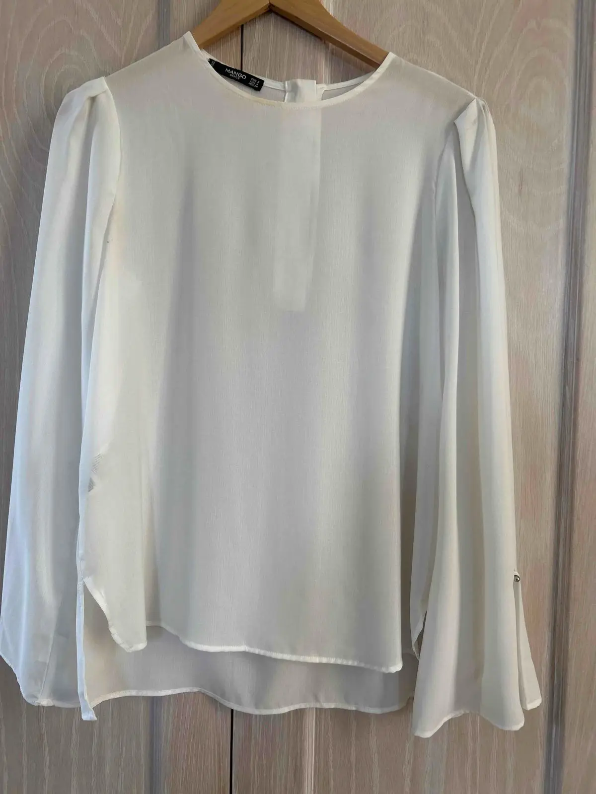 Mango White Long Sleeve Blouse