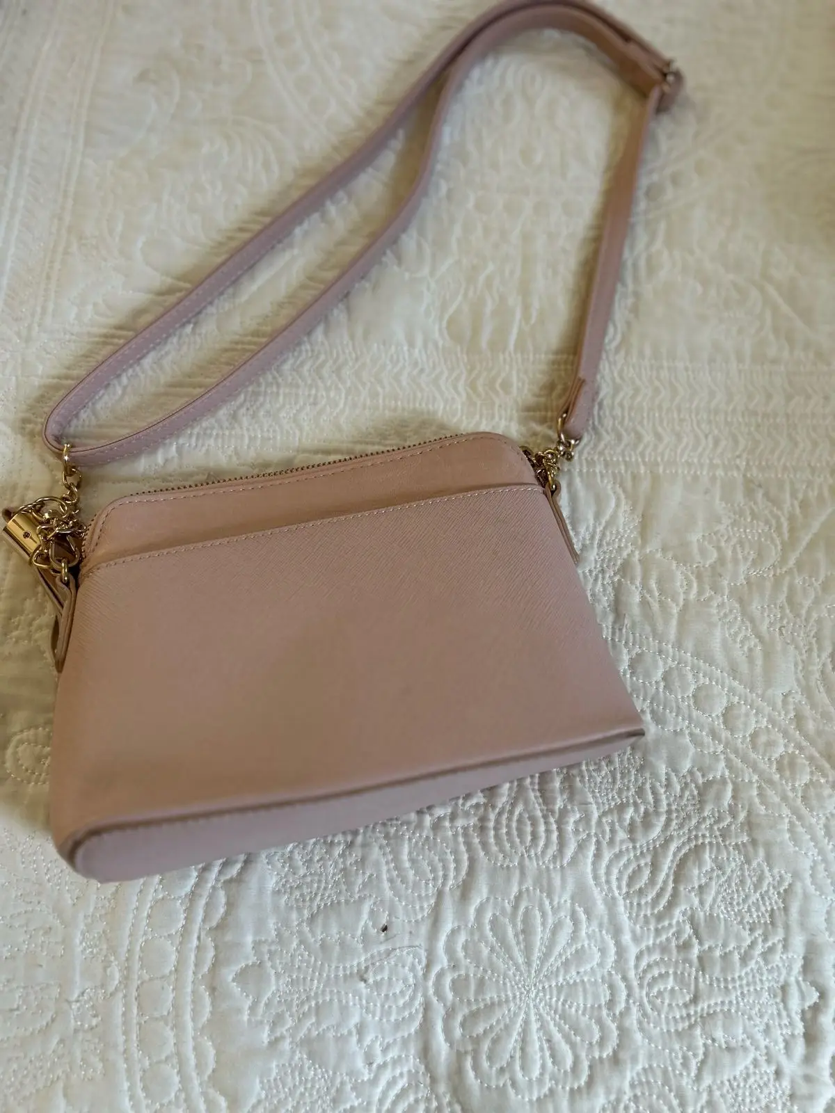 Pink Crossbody Bag with Strap Detail