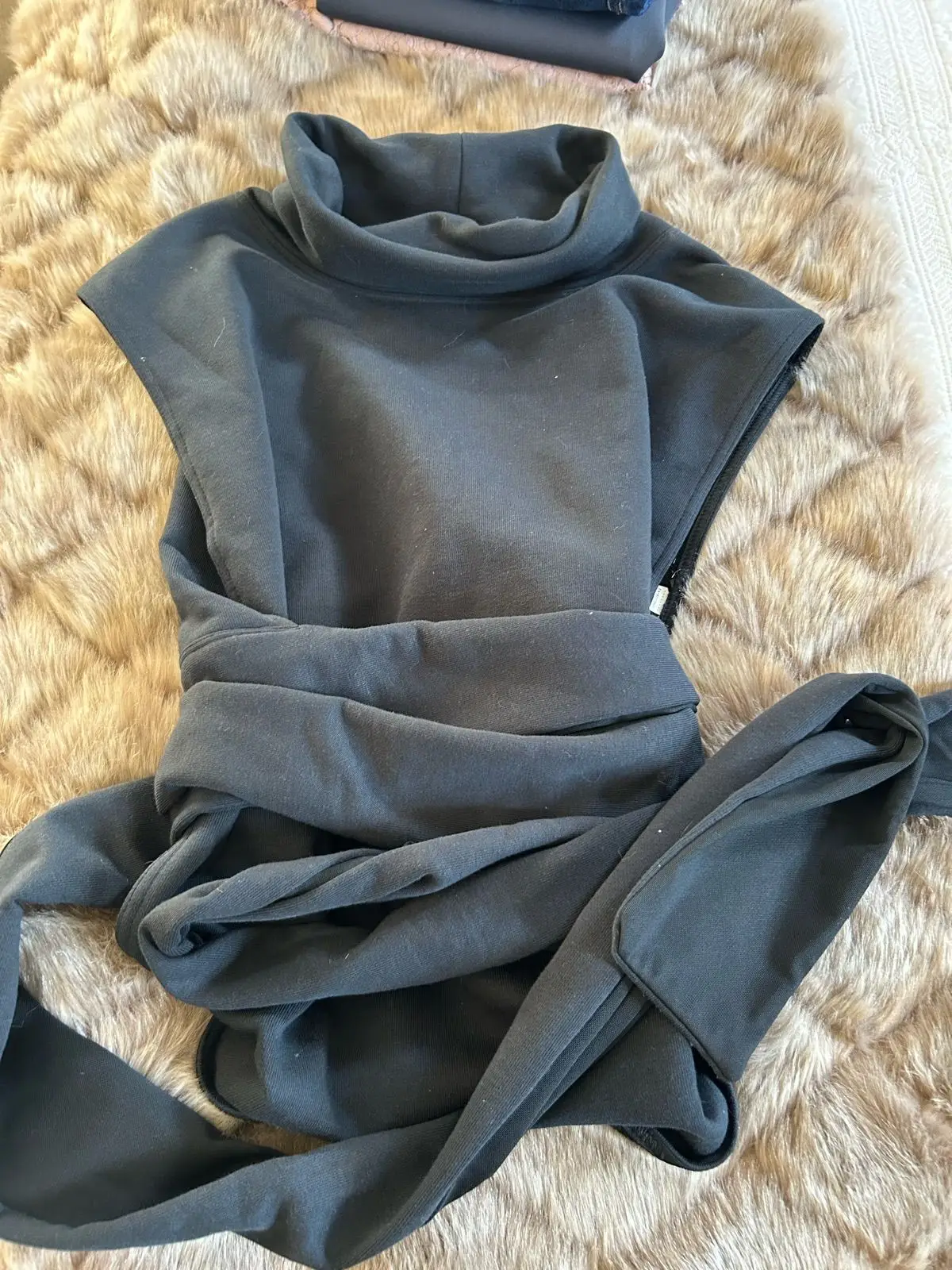 Nike Black High-Neck Sleeveless Top with Tie Detail