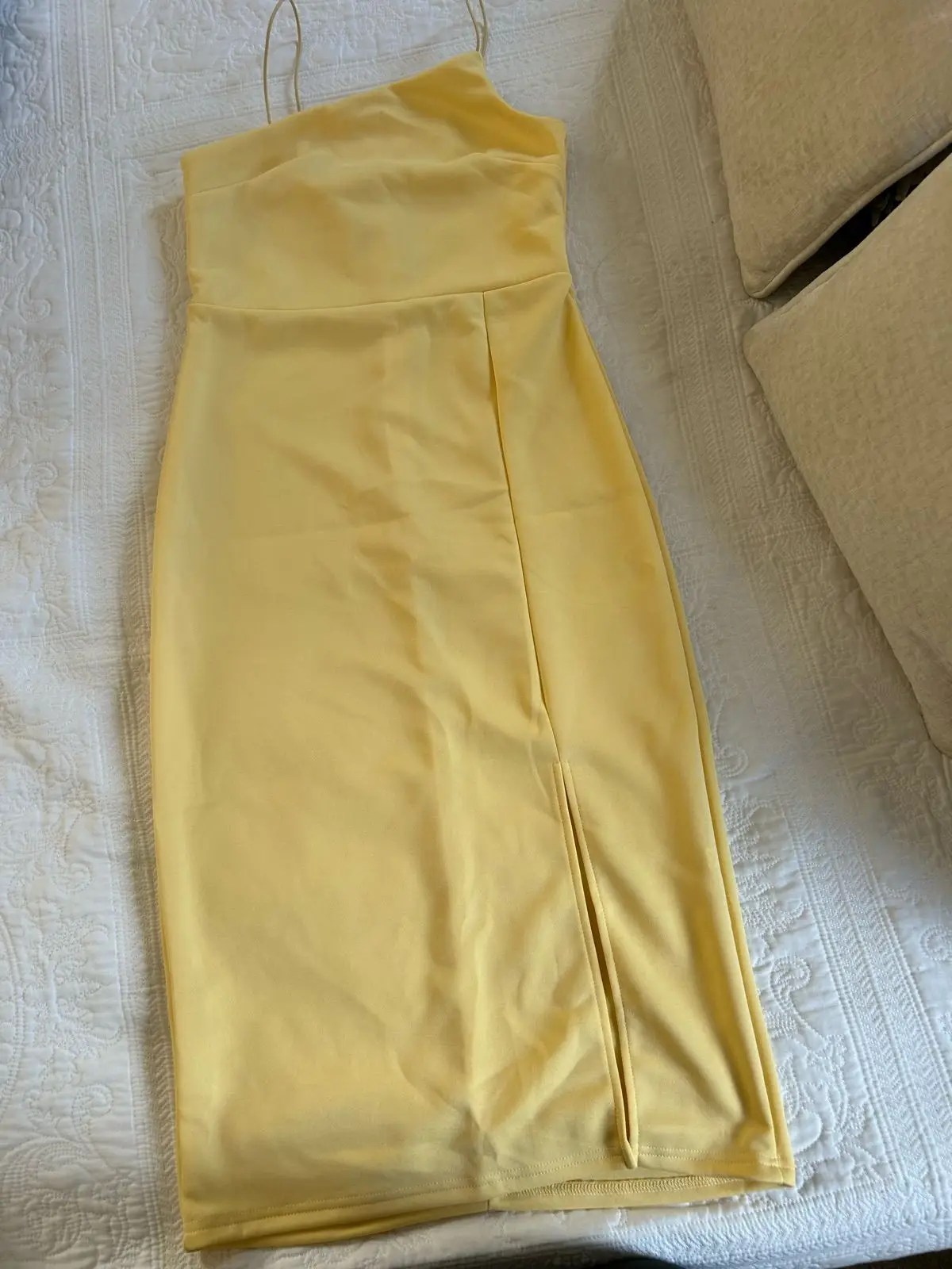 Yellow One-Shoulder Midi Dress
