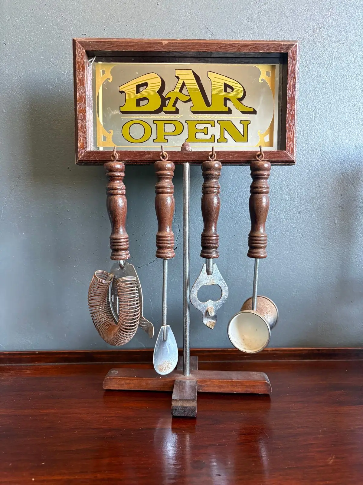 Vintage Bar Open Framed Bar Set Stand