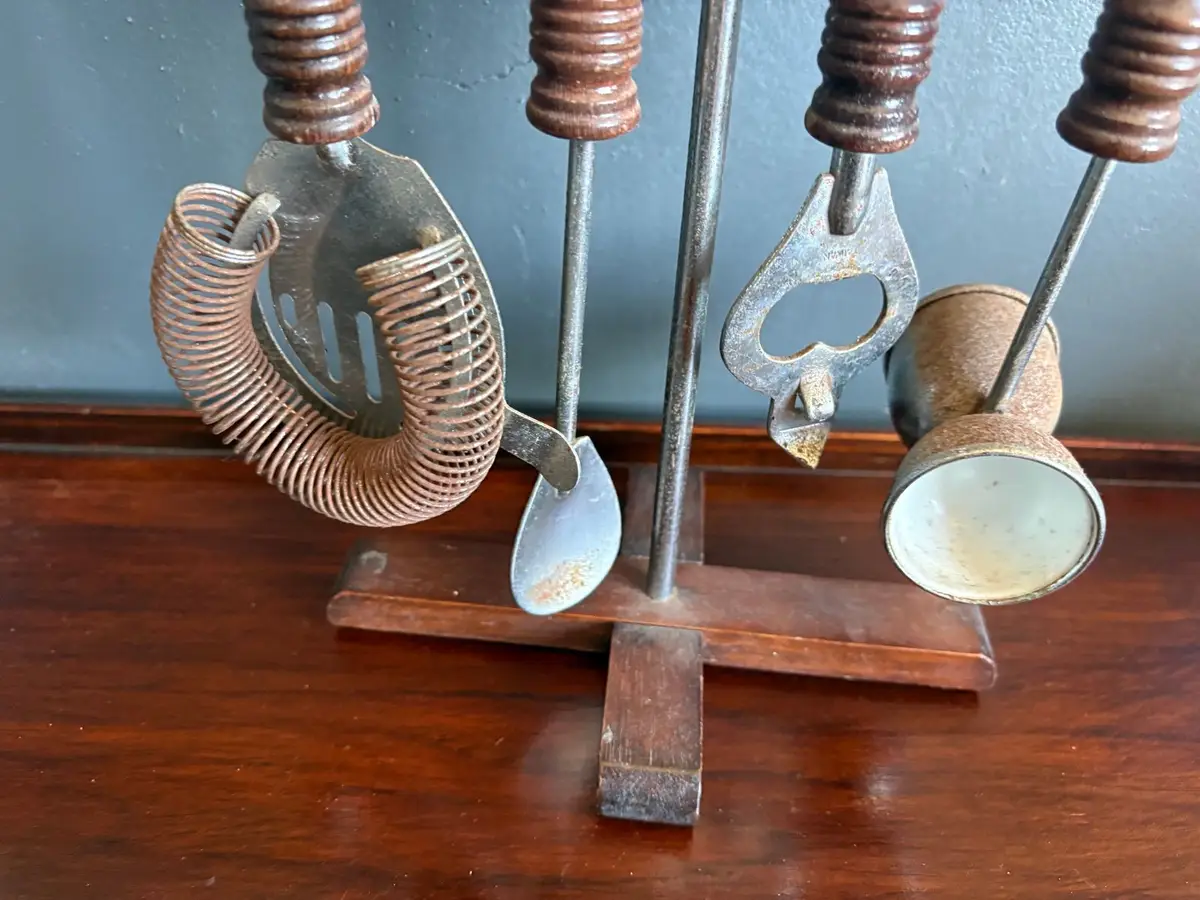 Vintage Bar Open Framed Bar Set Stand
