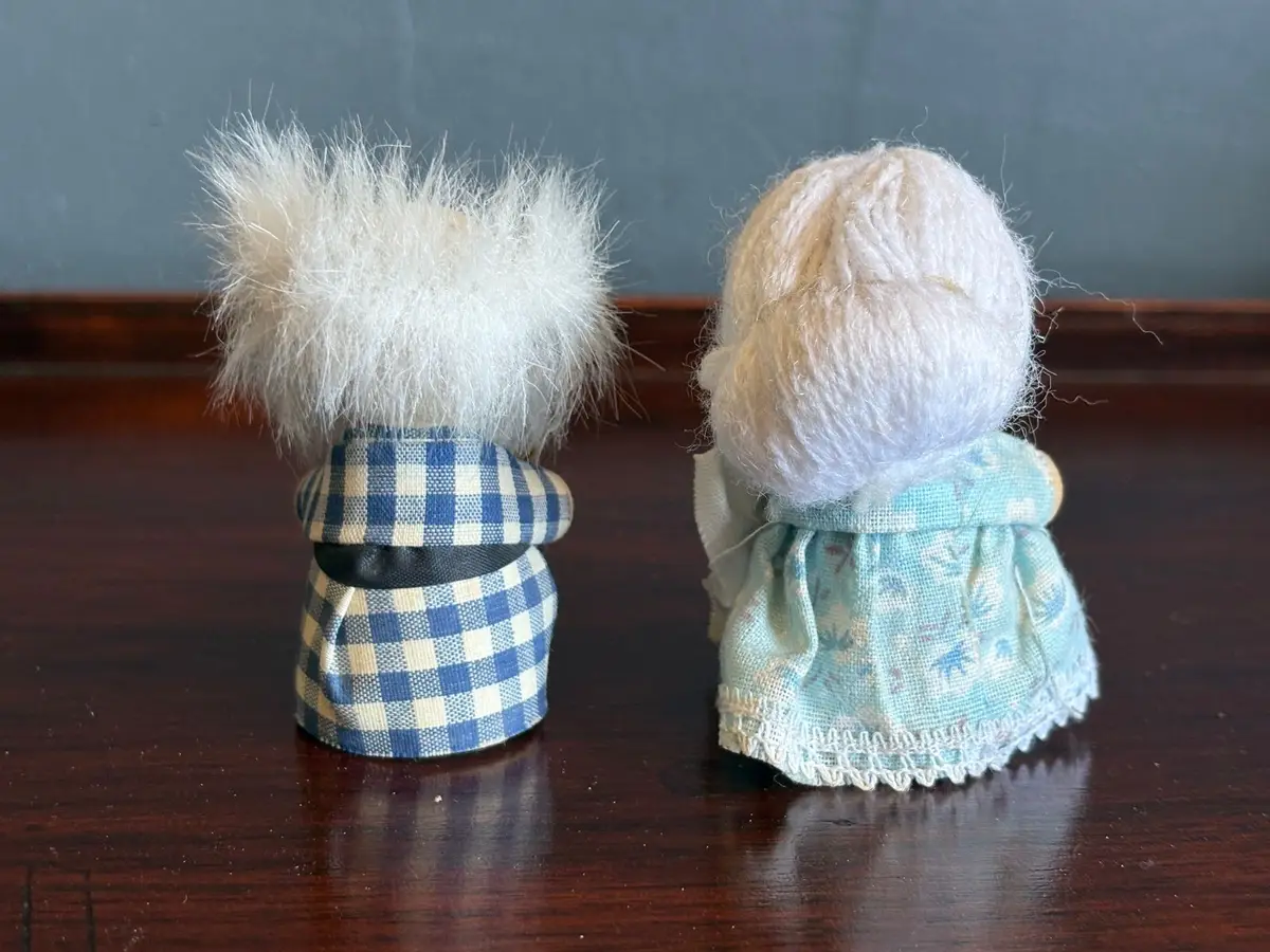 Vintage Handcrafted Wooden Grandparent Dolls Pair