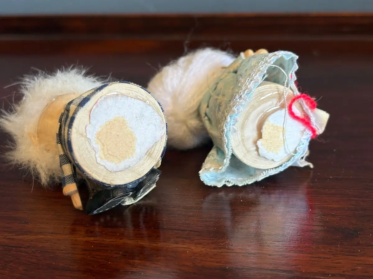 Vintage Handcrafted Wooden Grandparent Dolls Pair