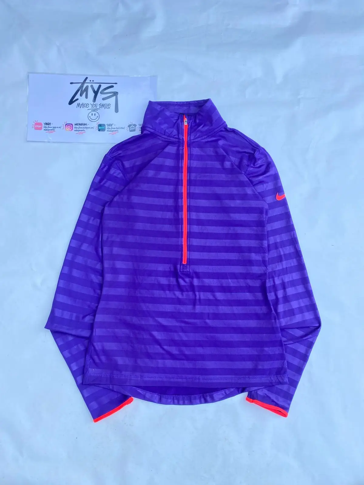 Nike Pro Dri-FIT Half Zip Long Sleeve Top Purple Small