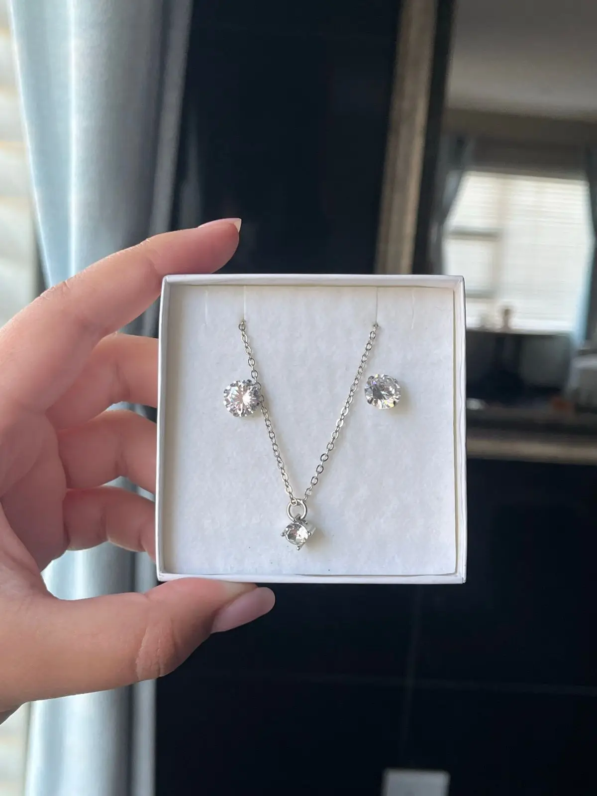 Silver-Tone Necklace and Earring Set