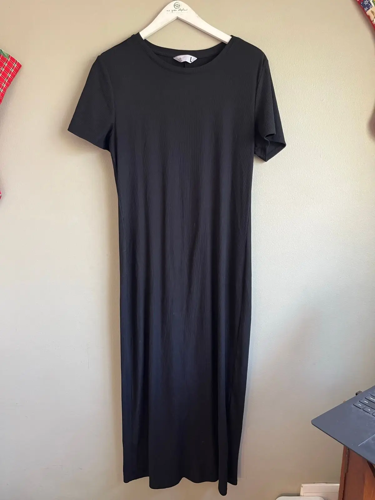Mr Price Black Ribbed Midi Dress Size L