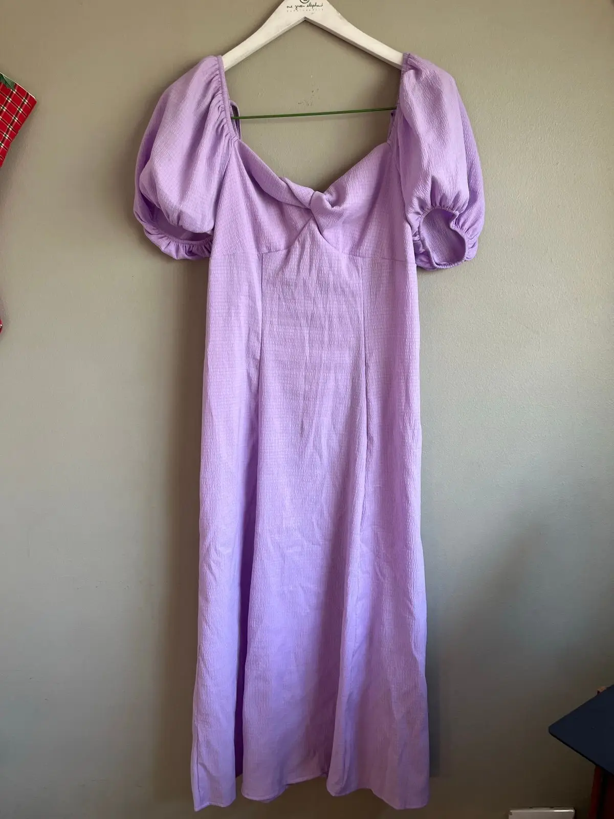 Shein Purple Puff Sleeve Midi Dress