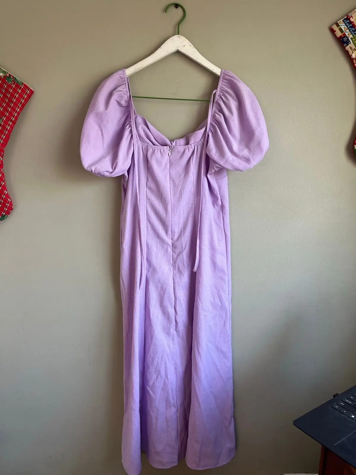 Shein Purple Puff Sleeve Midi Dress