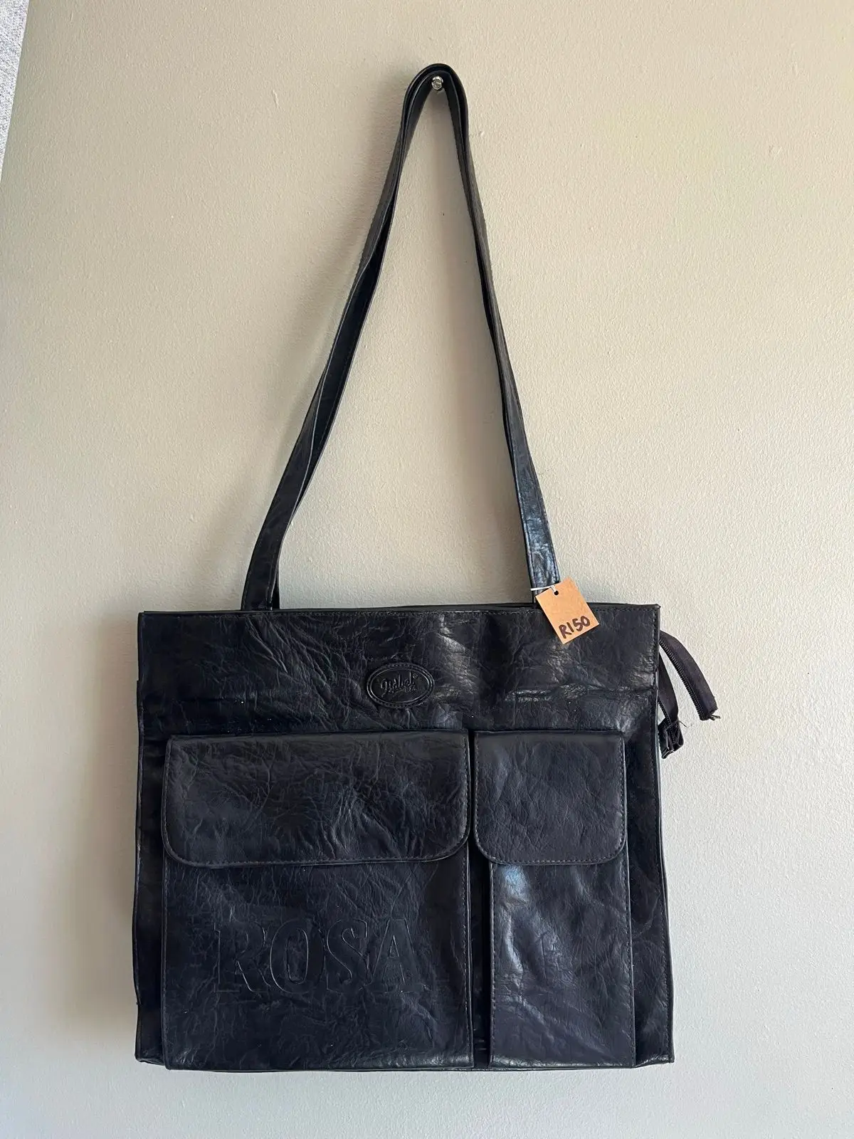 Black Tote Bag with Front Pockets