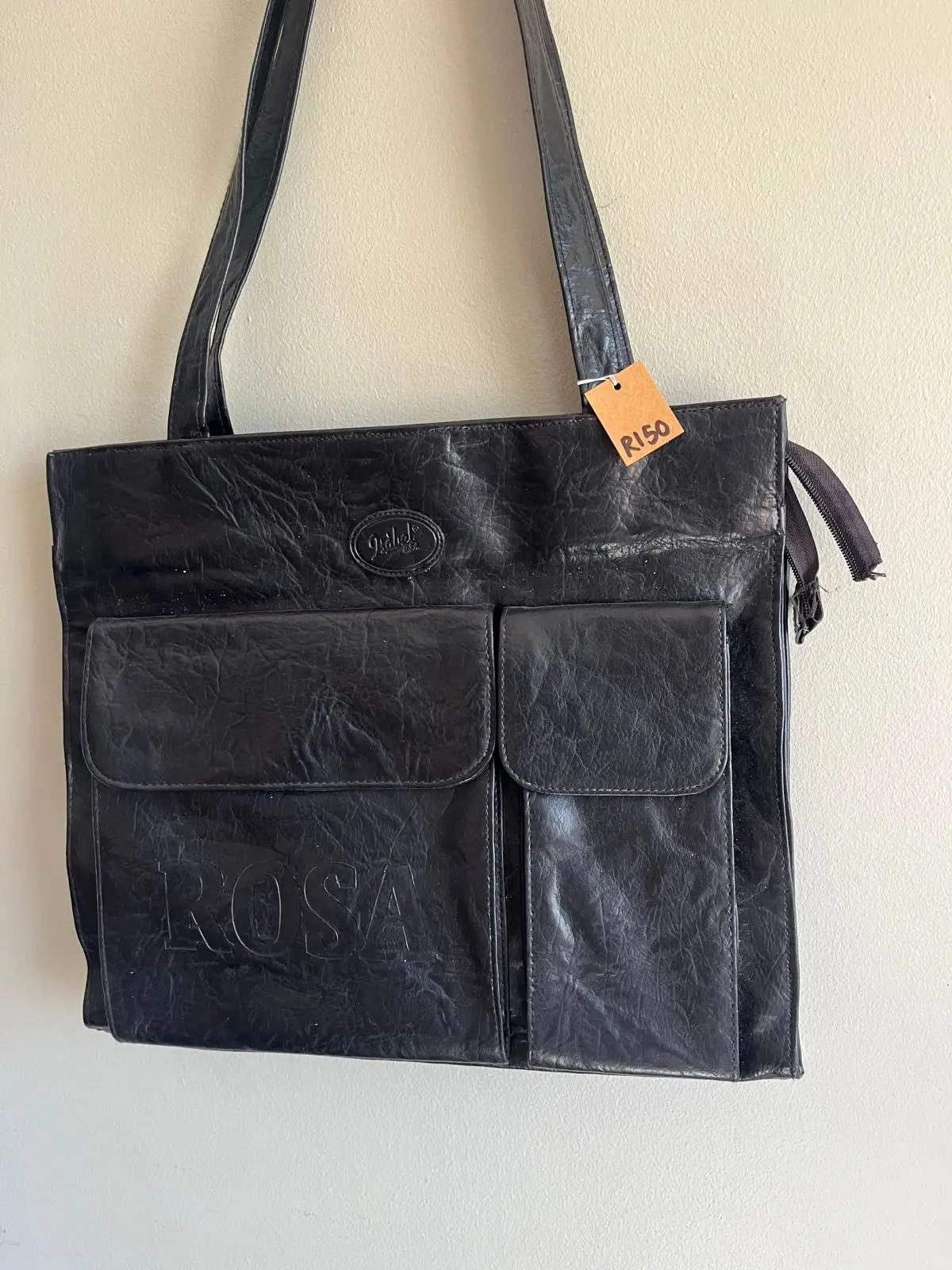 Black Tote Bag with Front Pockets