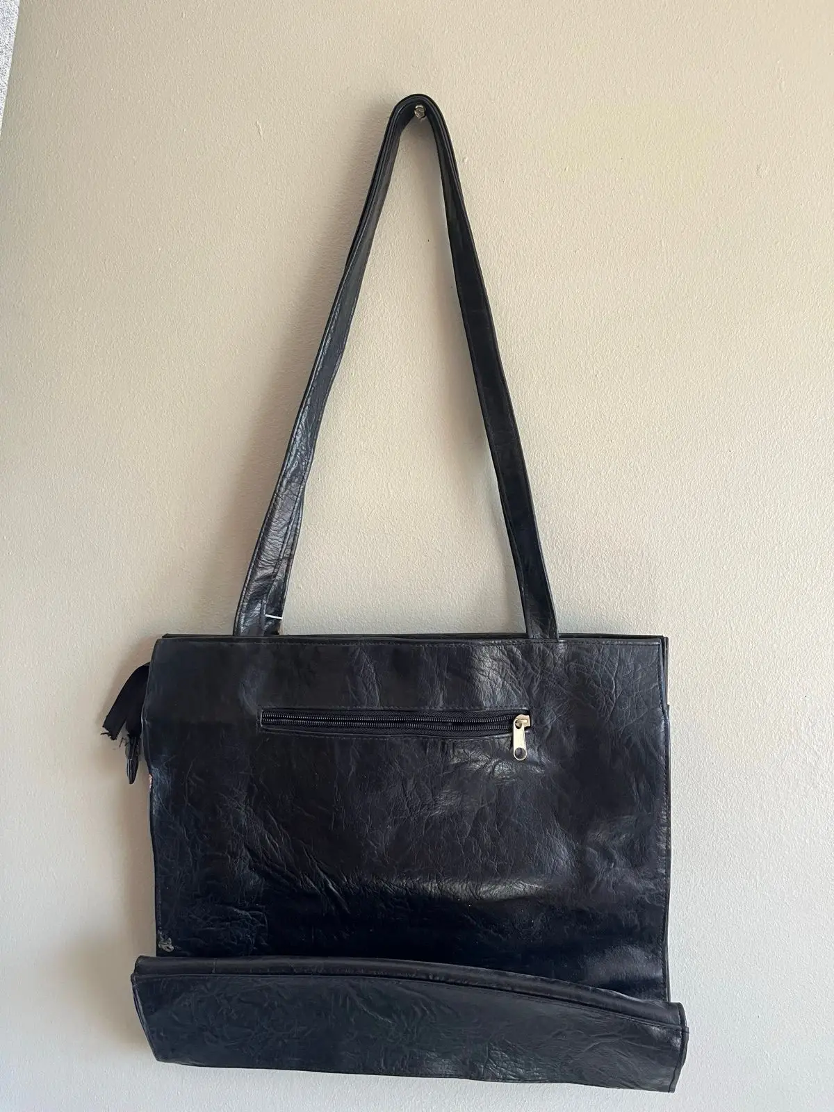 Black Tote Bag with Front Pockets