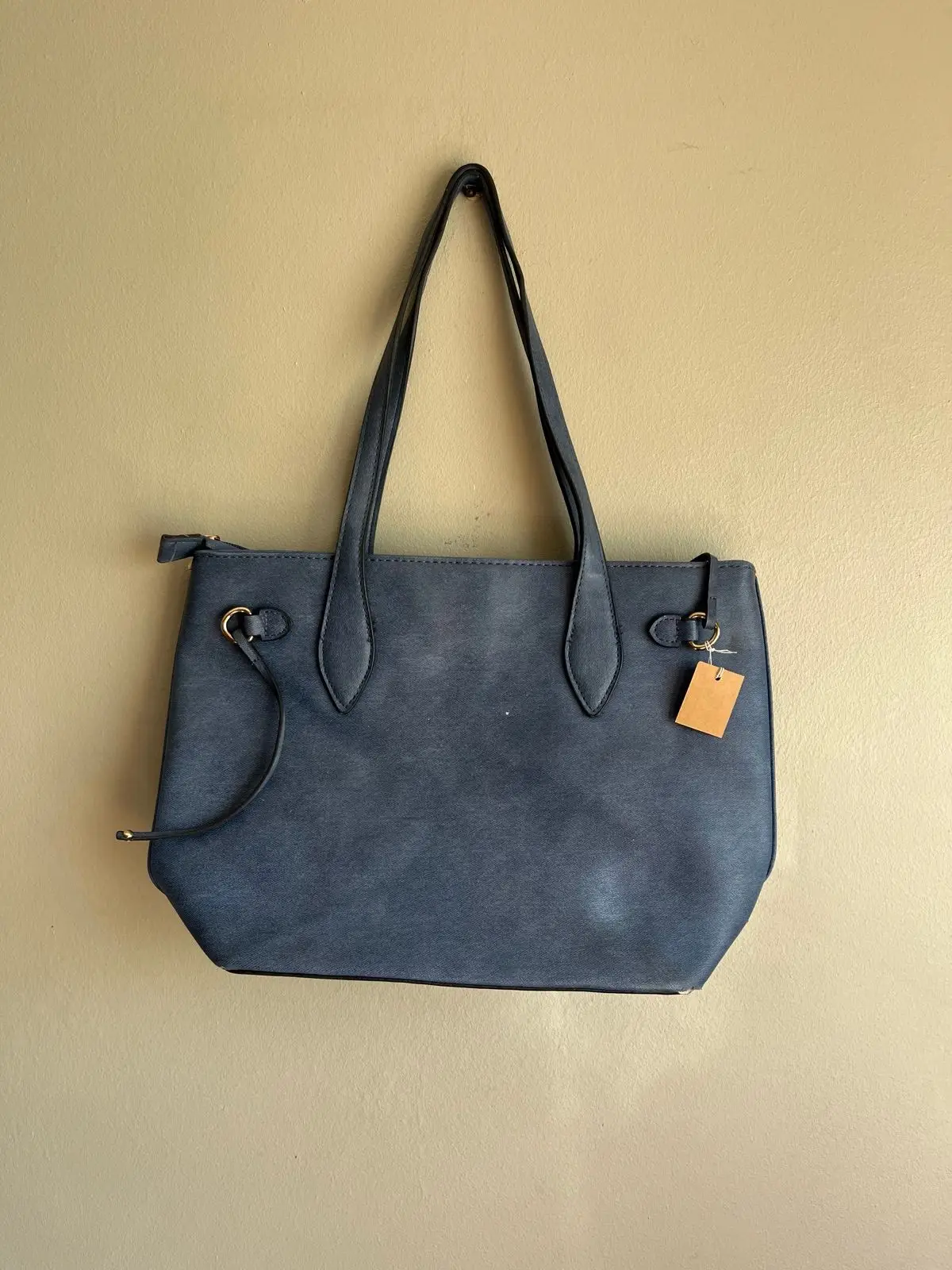 Blue Tote Bag with Strap Detail